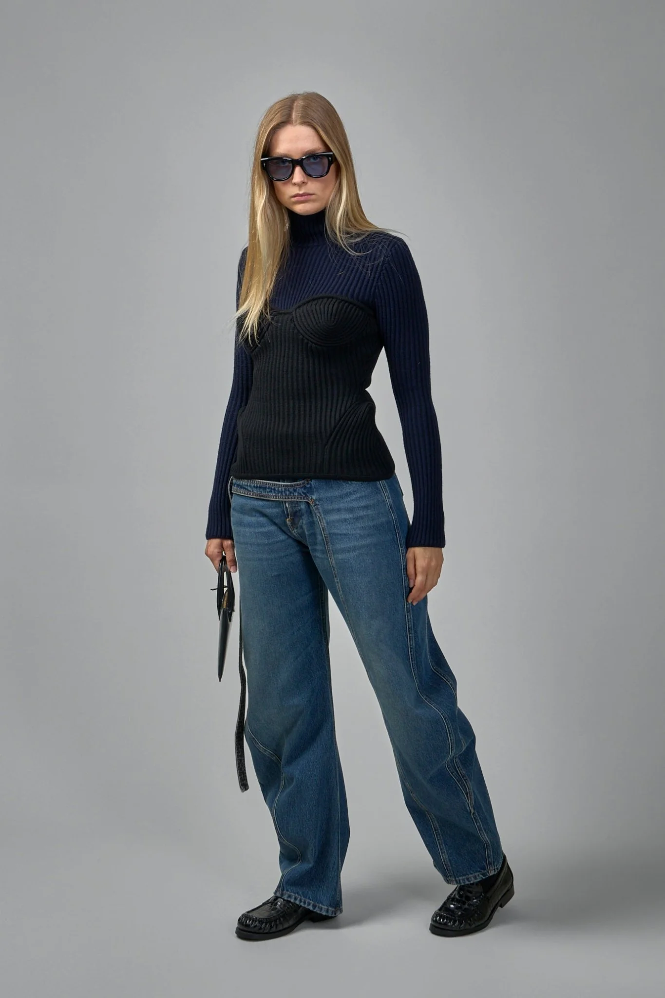 Stretch Merino Wool Ribbed High Neck Sweater - Image 5