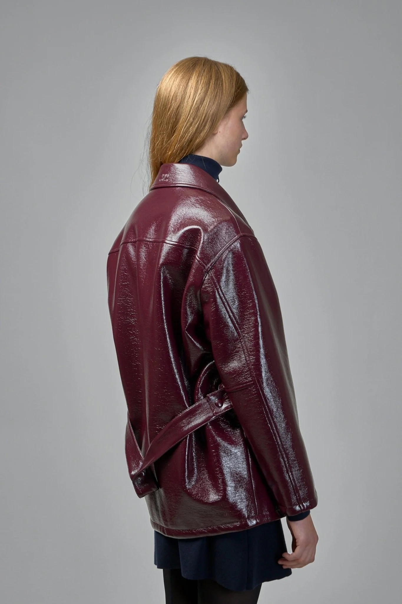 Zipped Vinyl Maxi Bomber Jacket - Image 4