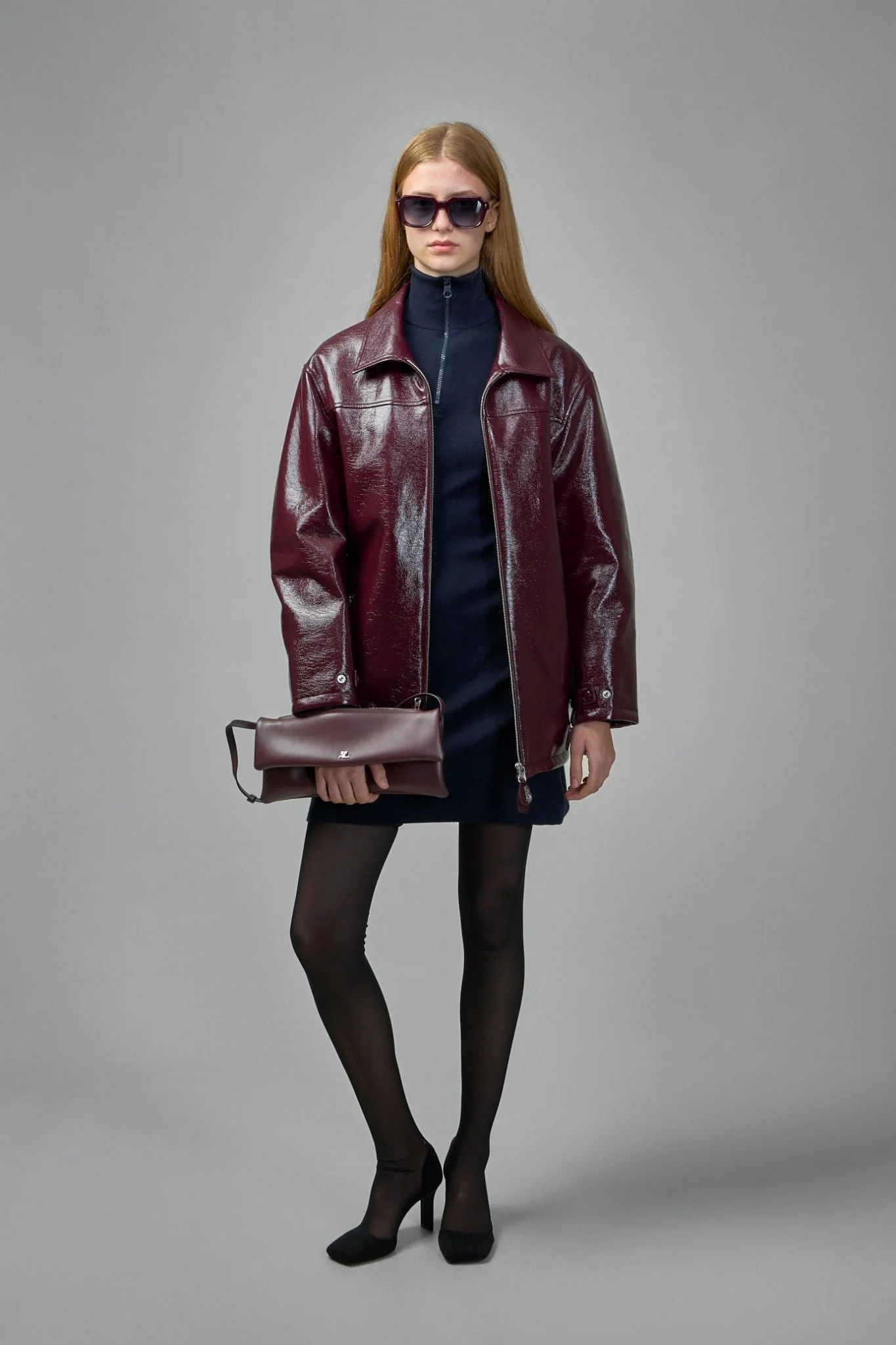 Zipped Vinyl Maxi Bomber Jacket - Image 6