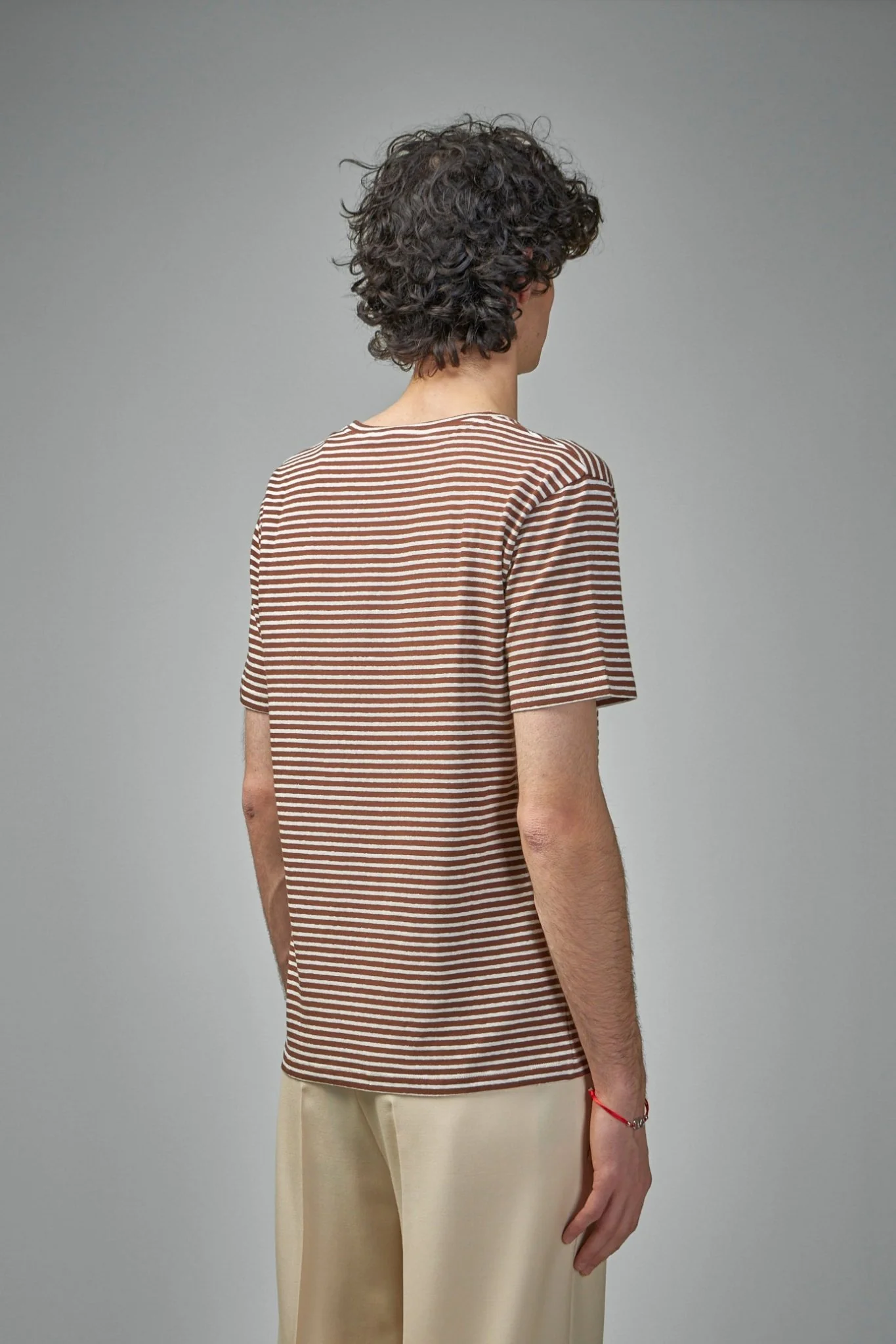 Striped Cotton T-Shirt with Chez Valentino Print - Image 3