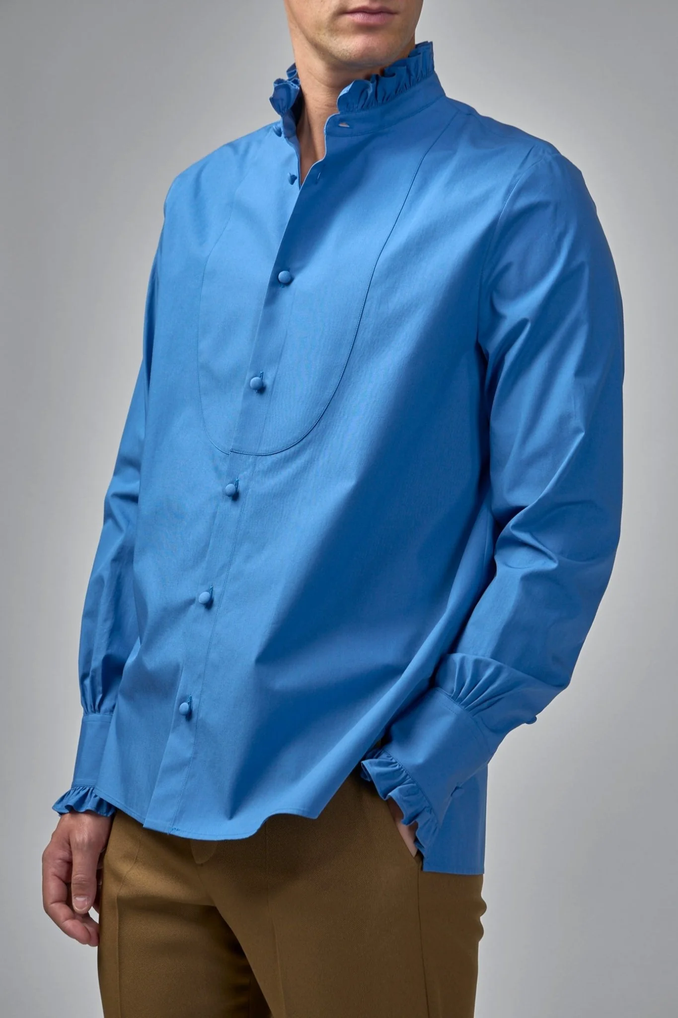 Cotton Poplin Shirt With Plastron And Ruffles - Image 6