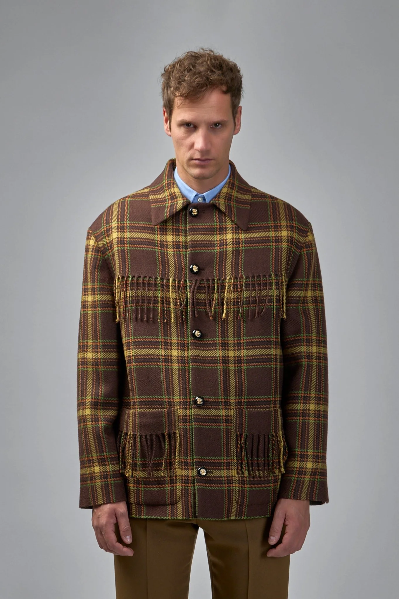 Checked Fringed Edge Jacket - Image 3