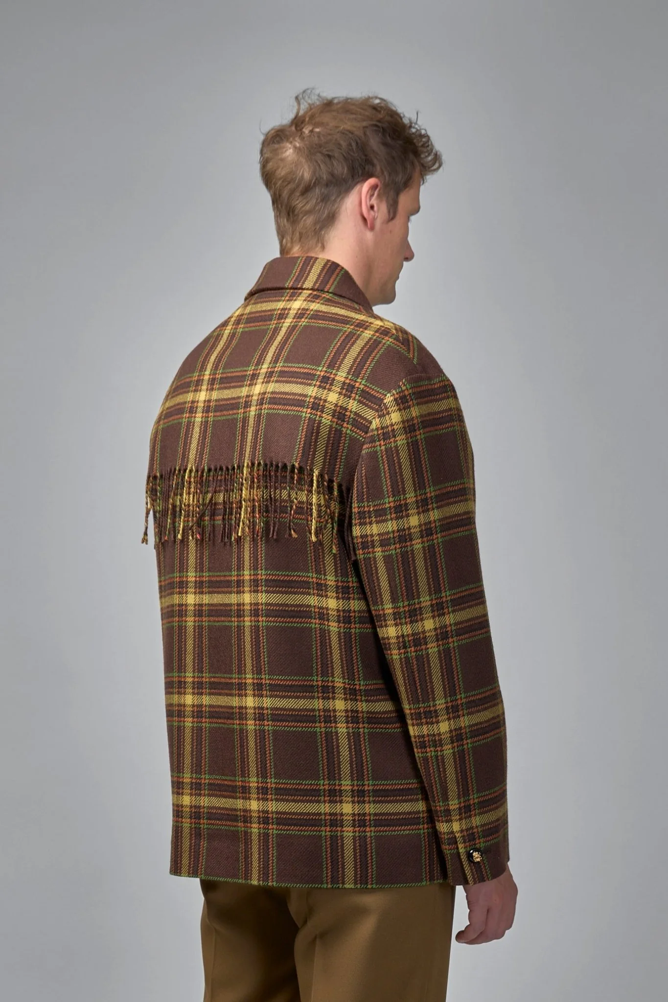 Checked Fringed Edge Jacket - Image 4