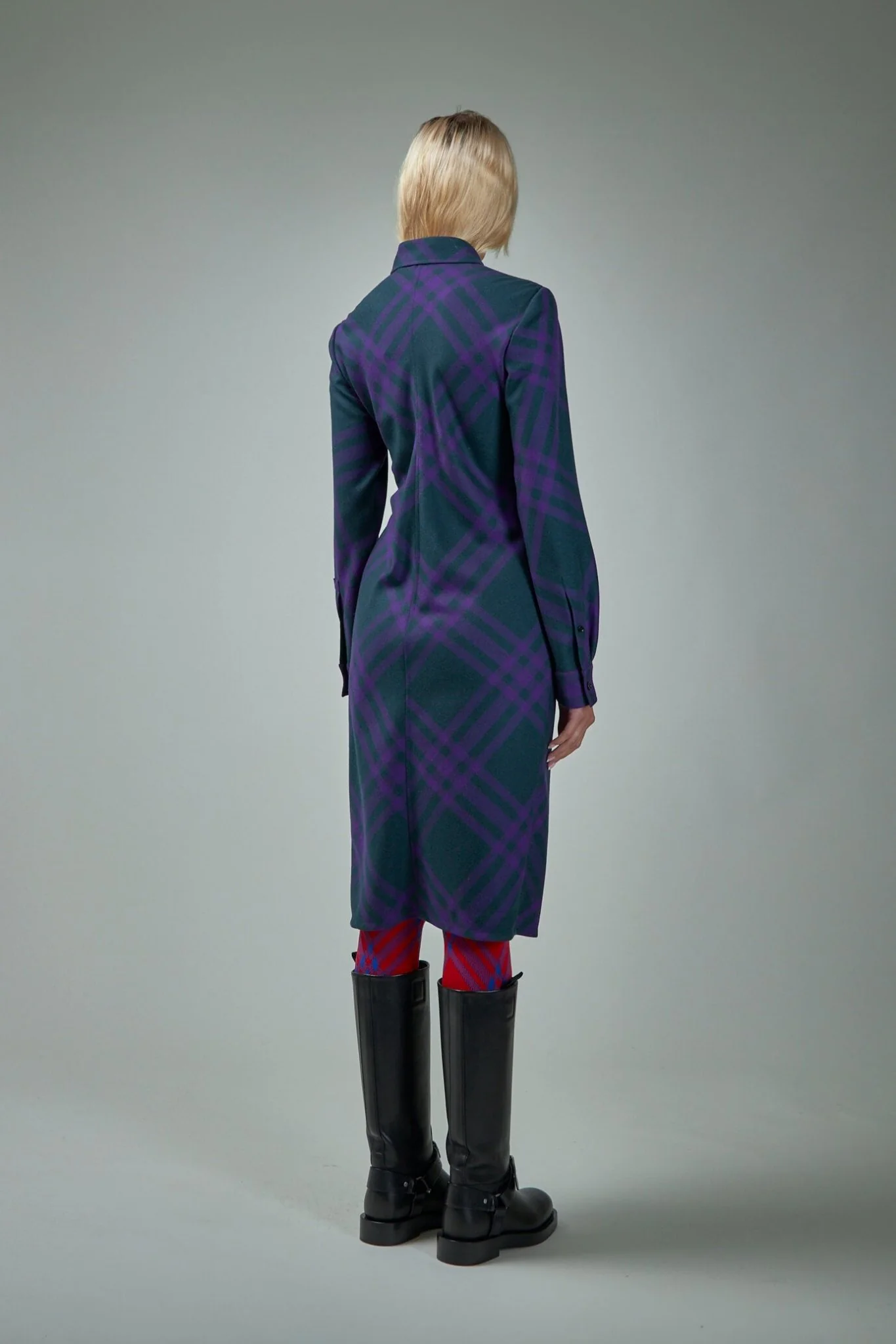 Check Wool Shirt Dress - Image 3