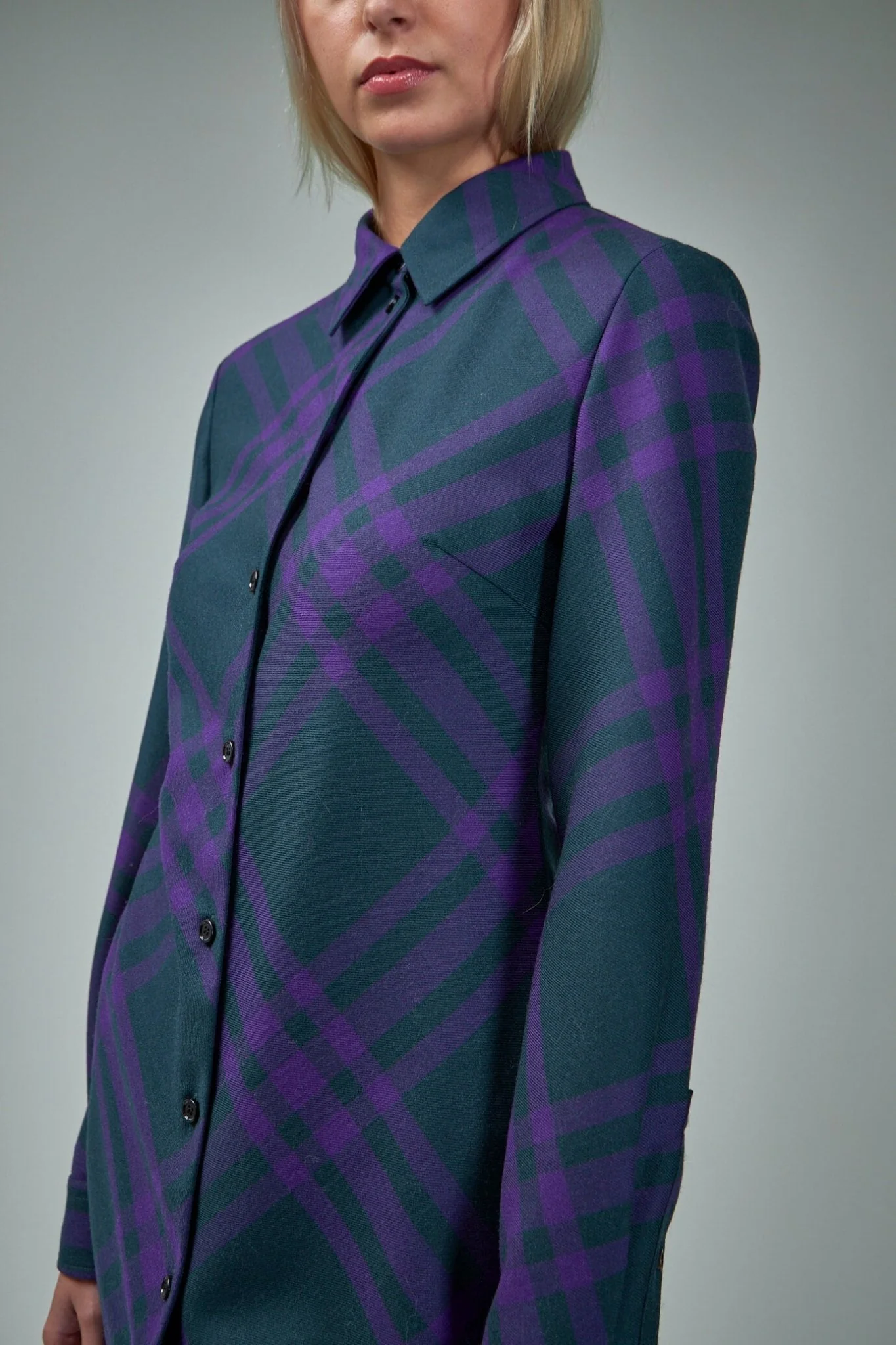 Check Wool Shirt Dress - Image 4