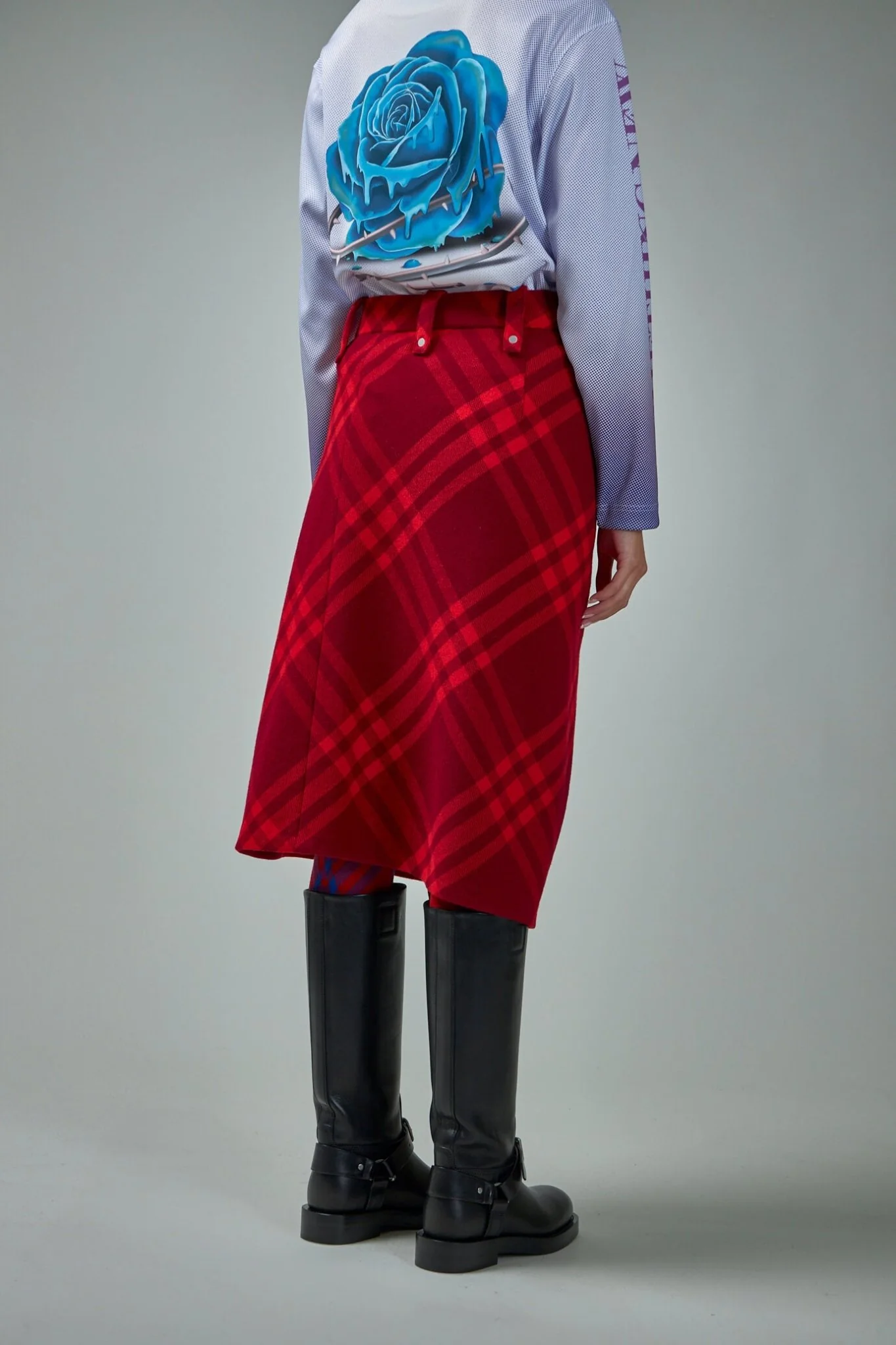 Check Wool Skirt - Image 3