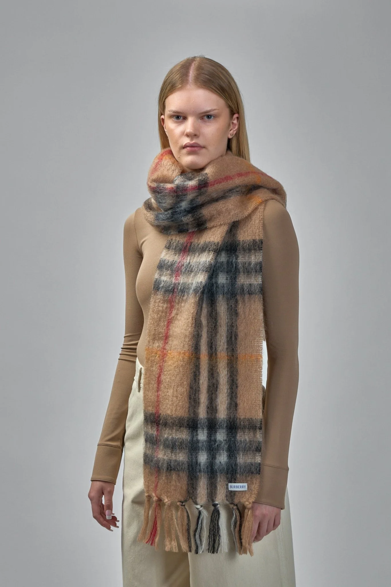 Checked Fringed Scarf - Image 4