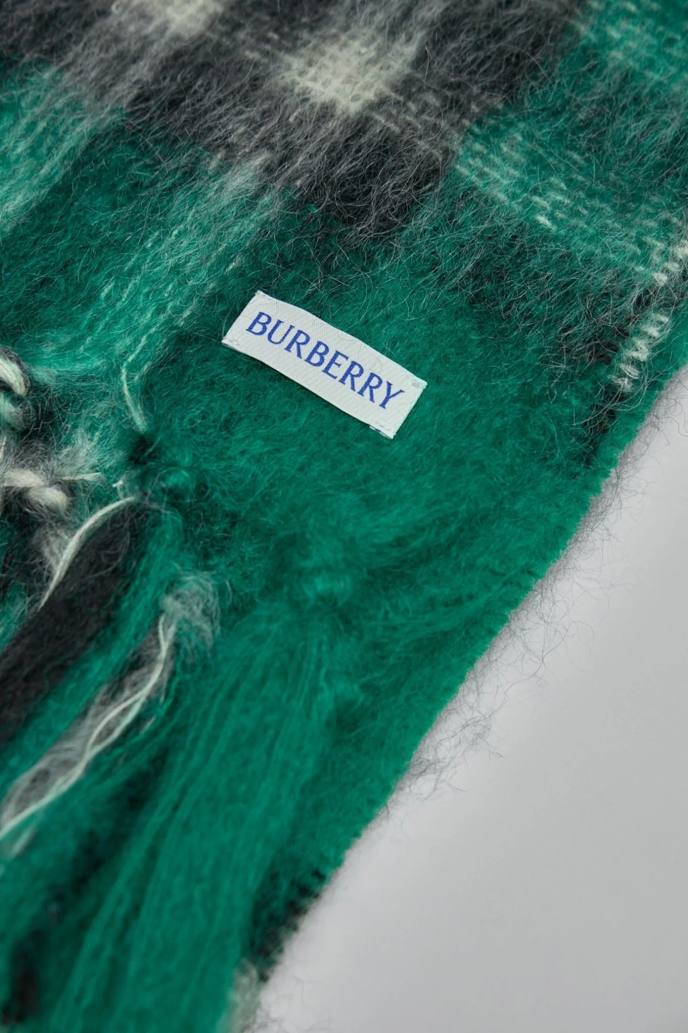 Check Mohair Wool Scarf - Image 3