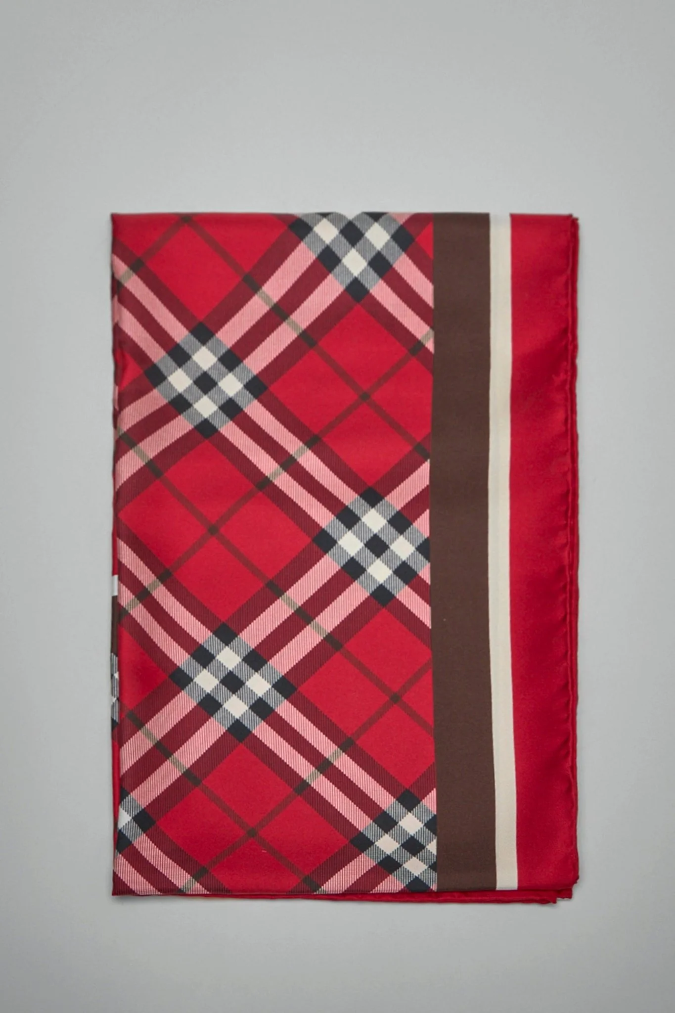 Check Silk Scarf - Image 4