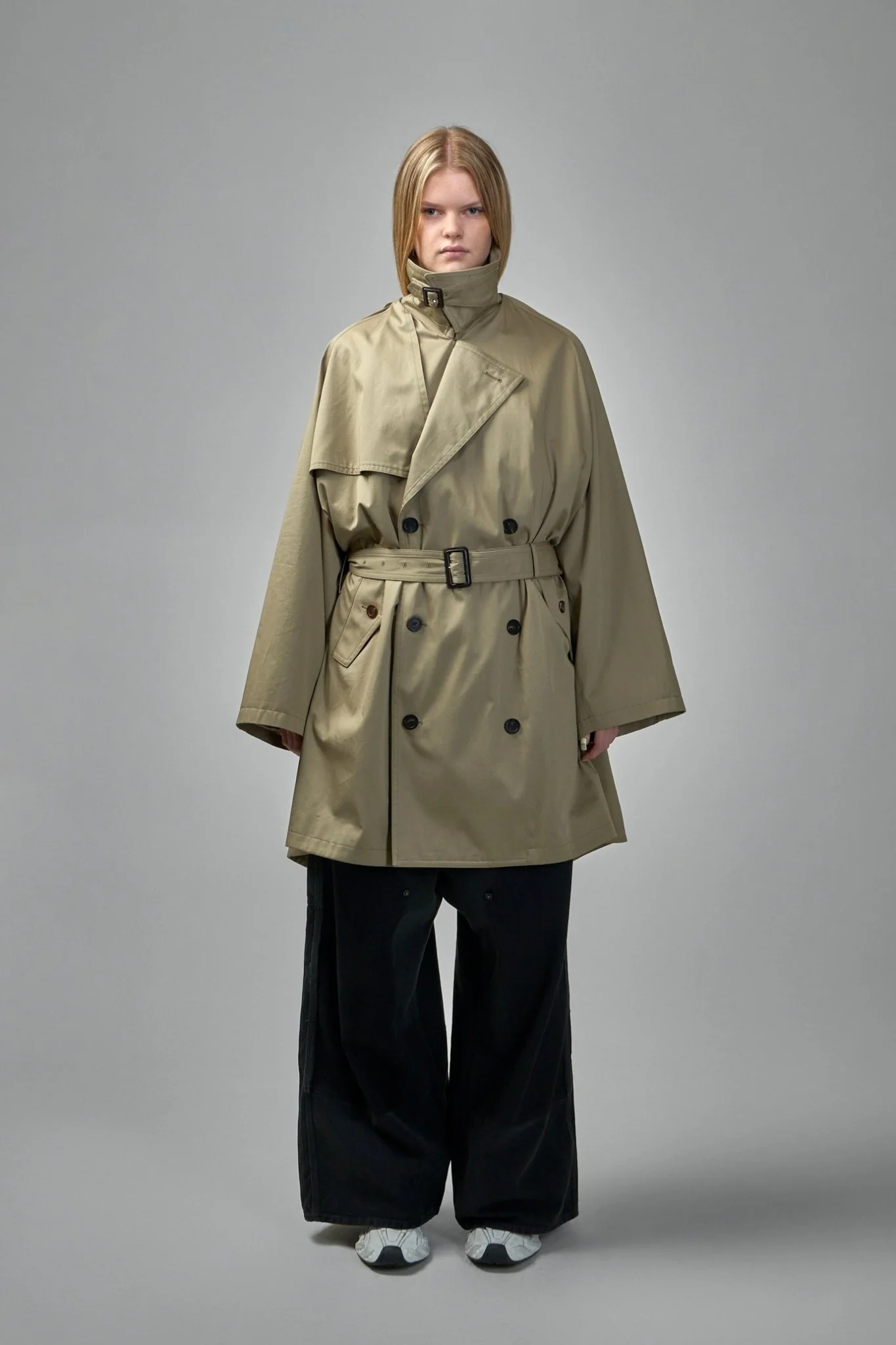 Draped Neck Trench Coat - Image 2