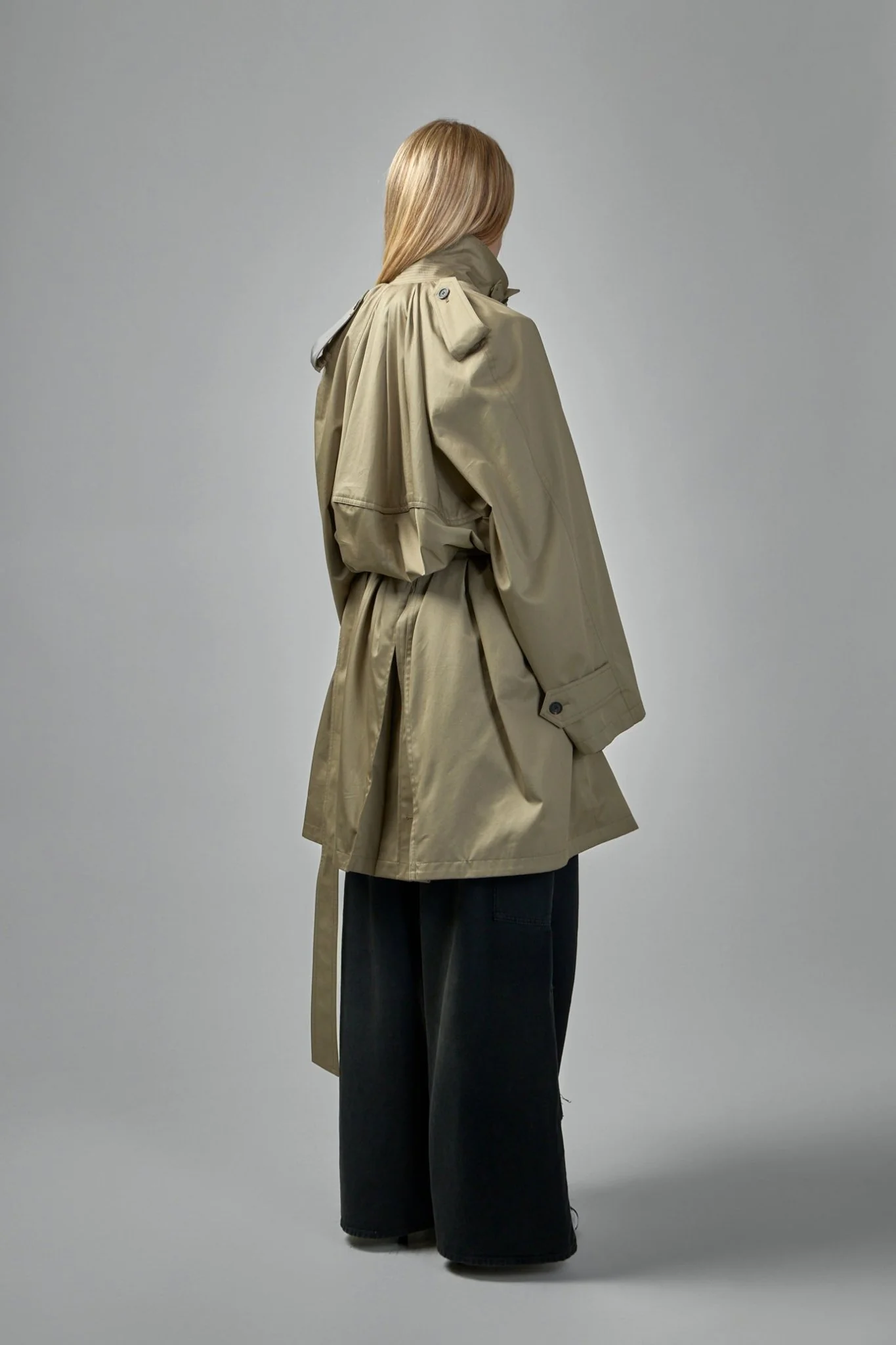 Draped Neck Trench Coat - Image 3