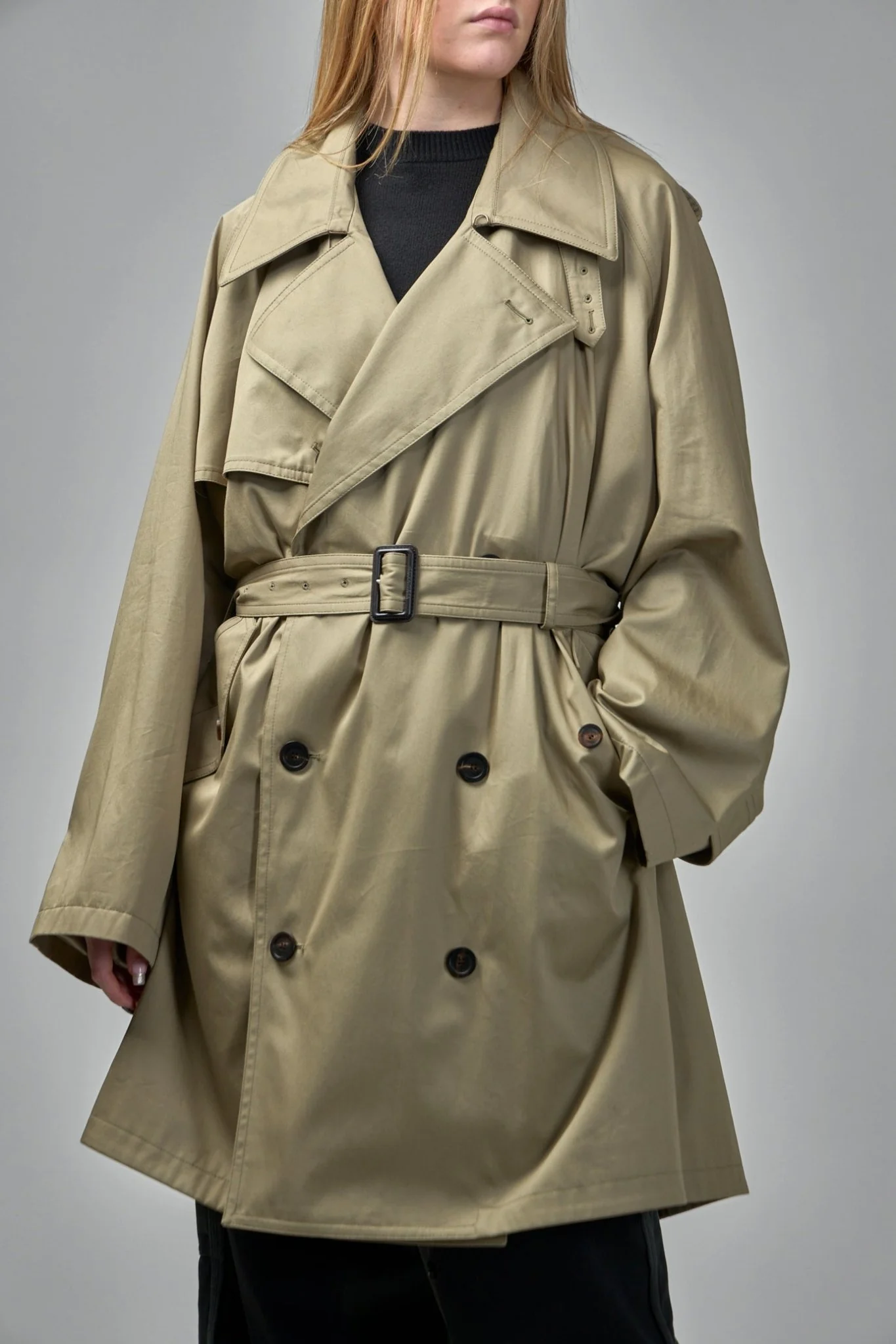 Draped Neck Trench Coat - Image 4