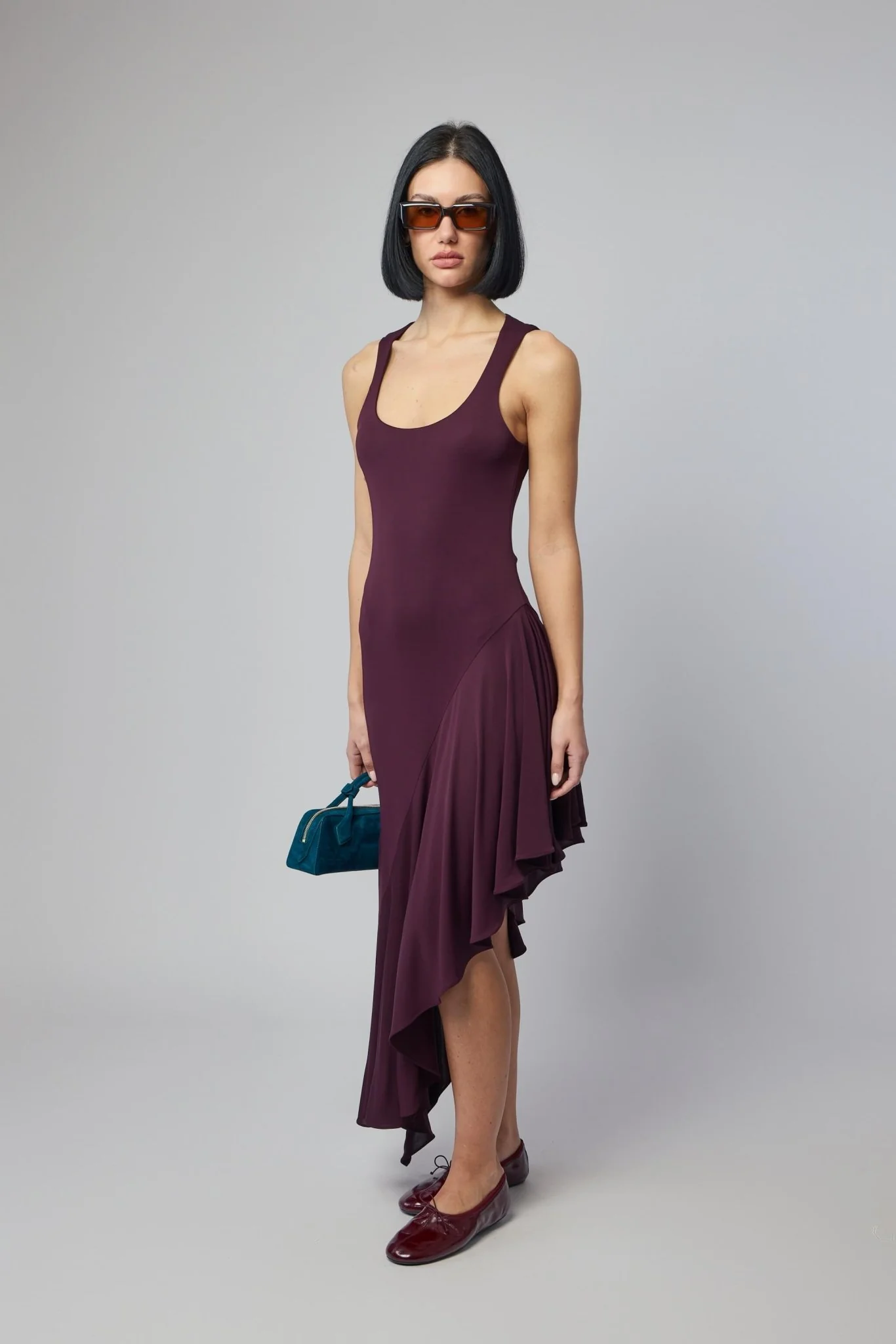 Asymmetric Fluid Jersey Dress