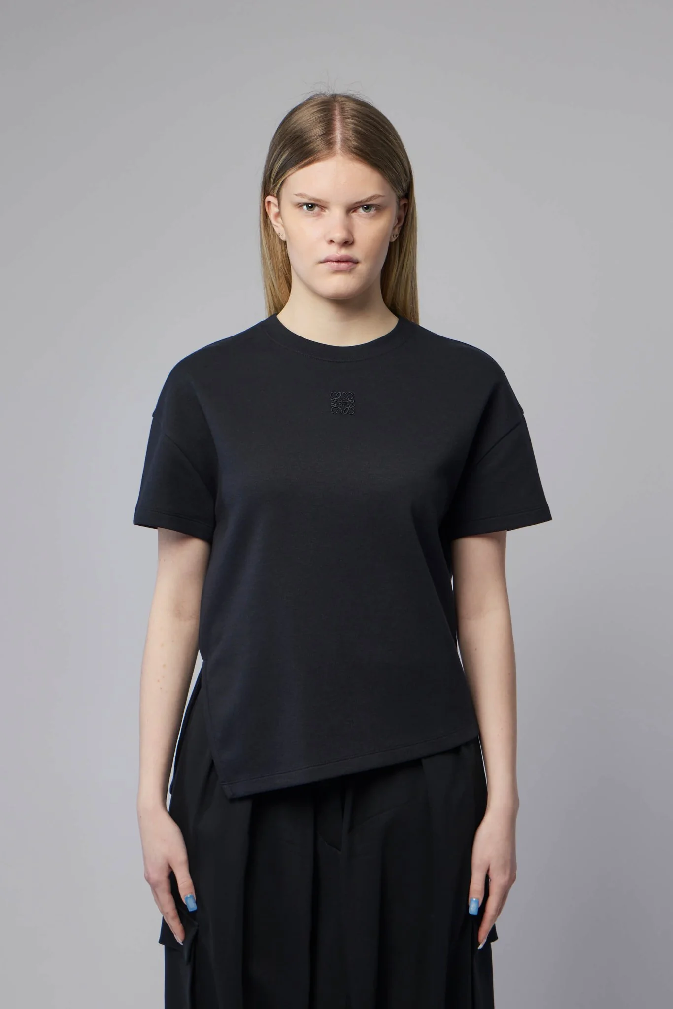 Asymmetric T-shirt in Cotton Blend - Image 2