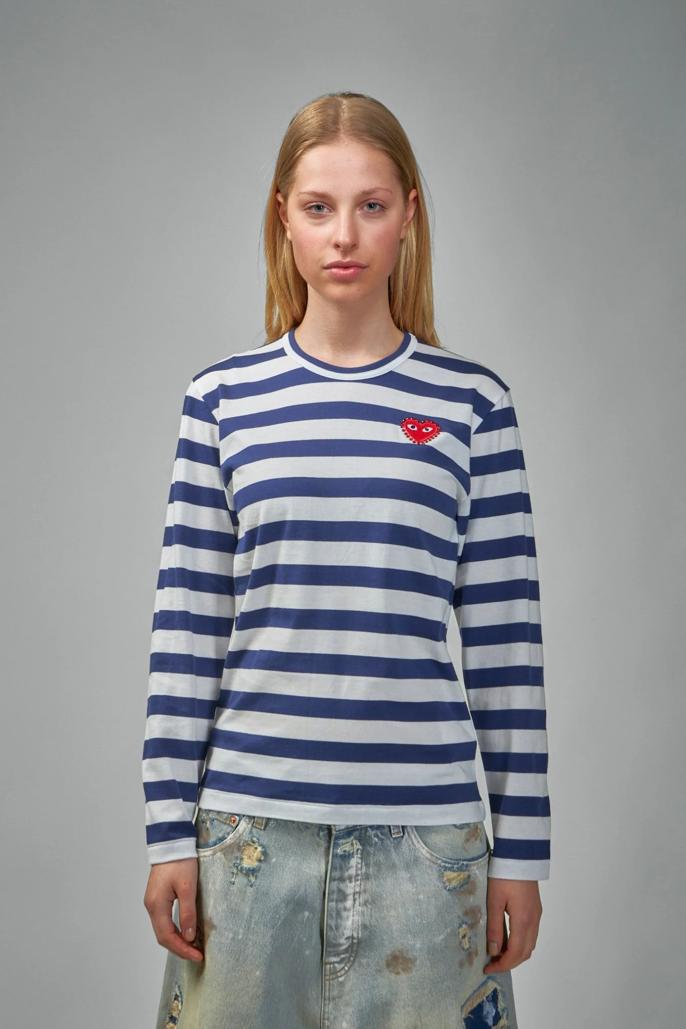 Stripe Emblem X Rhinestone Long Sleeve Tee - Image 5