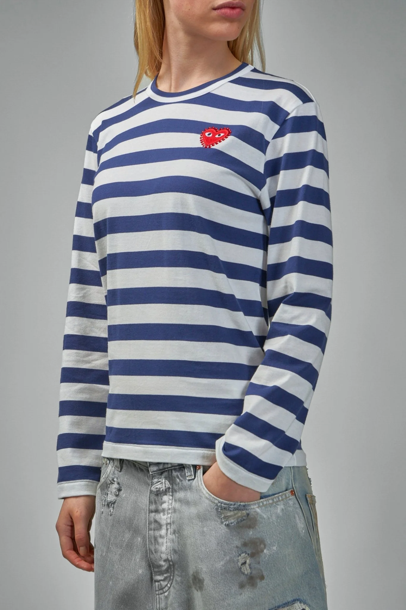 Stripe Emblem X Rhinestone Long Sleeve Tee - Image 8