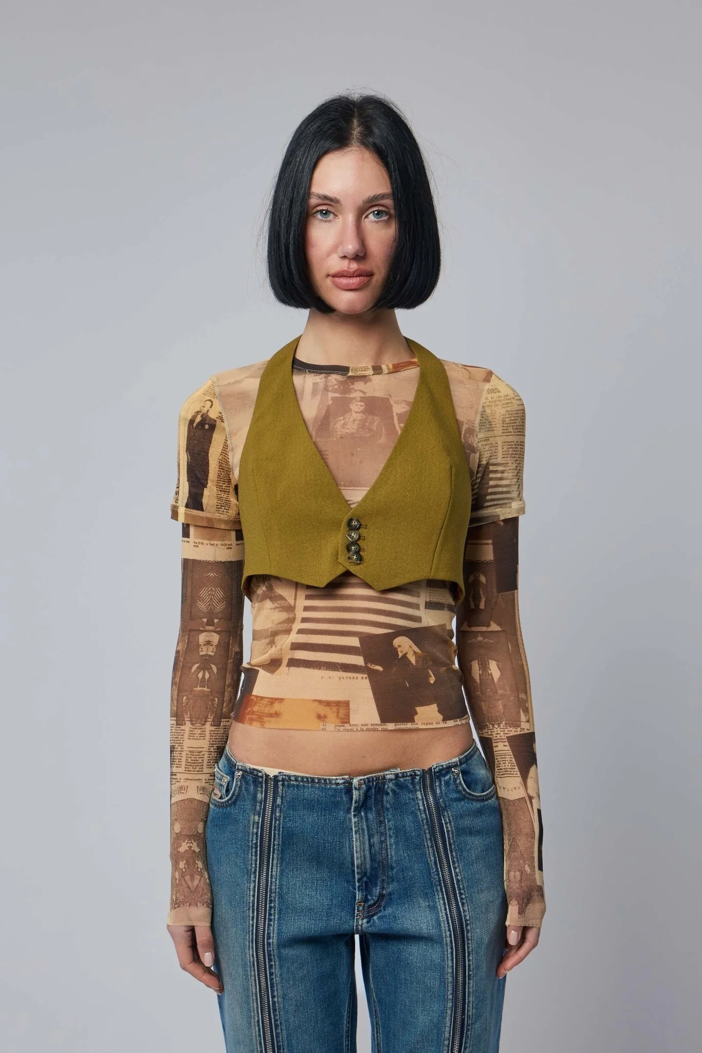 Backless Tailoring Gilet with Belt Detail