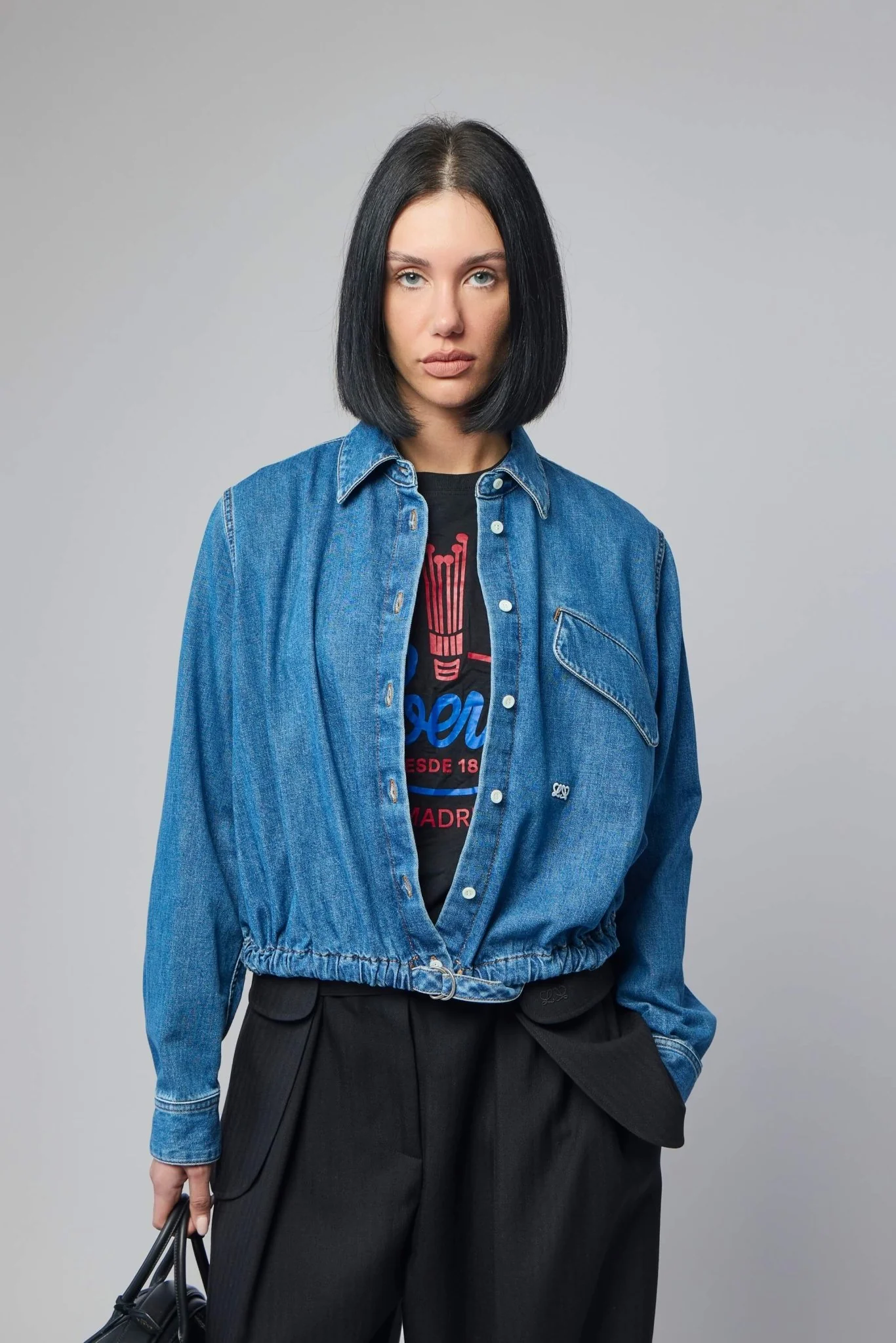 Belted Shirt in Denim