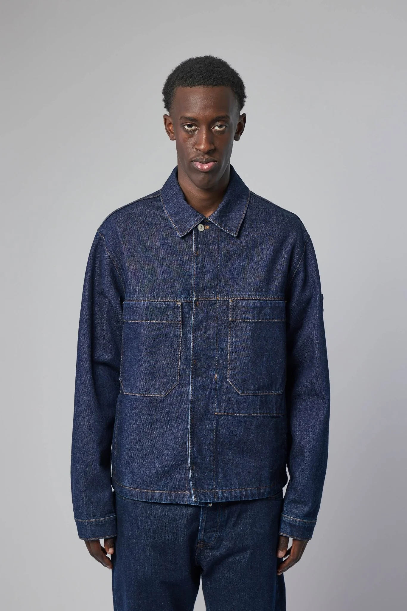 Indigo Denim Rinsed Biker Jacket - Image 2
