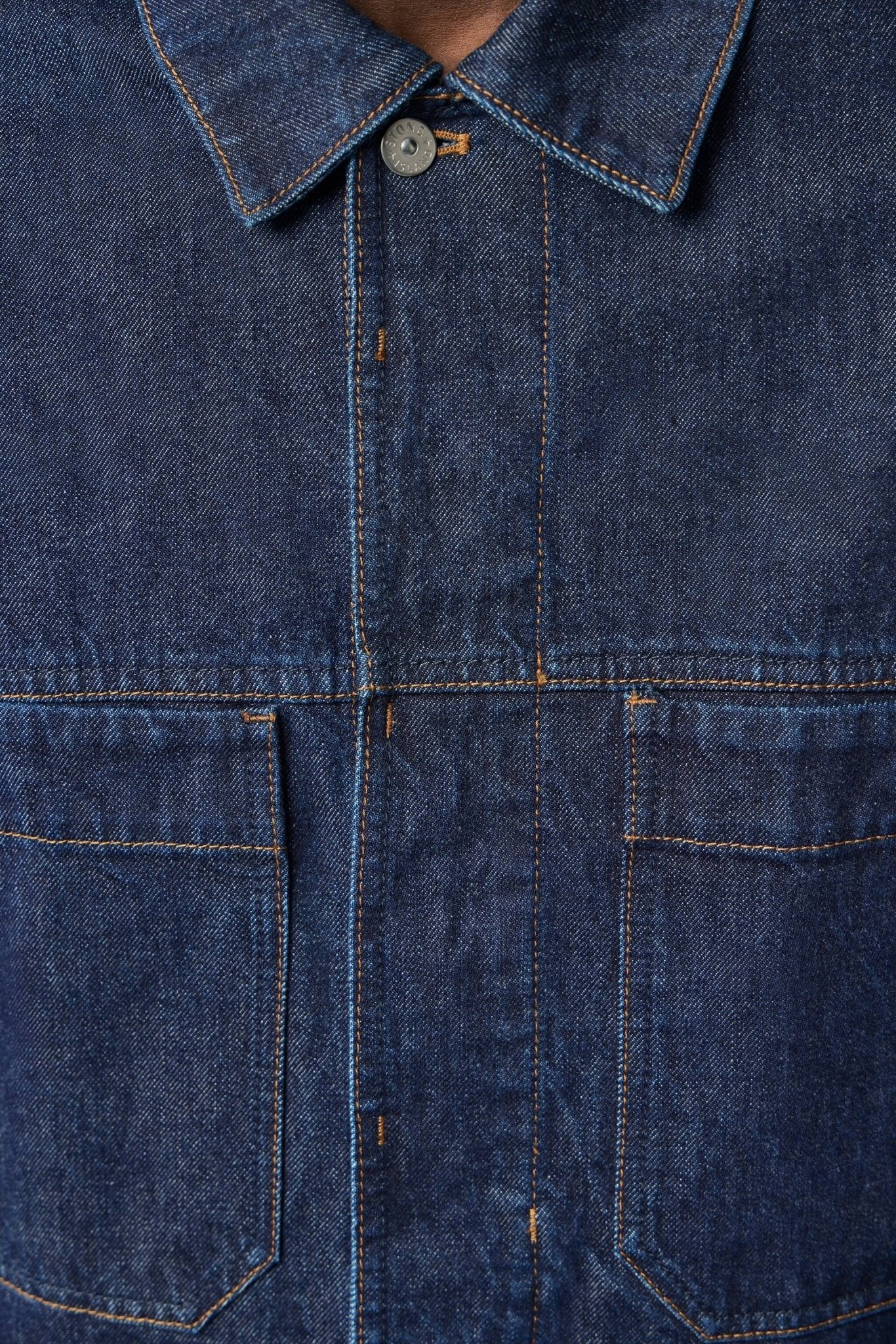 Indigo Denim Rinsed Biker Jacket - Image 4