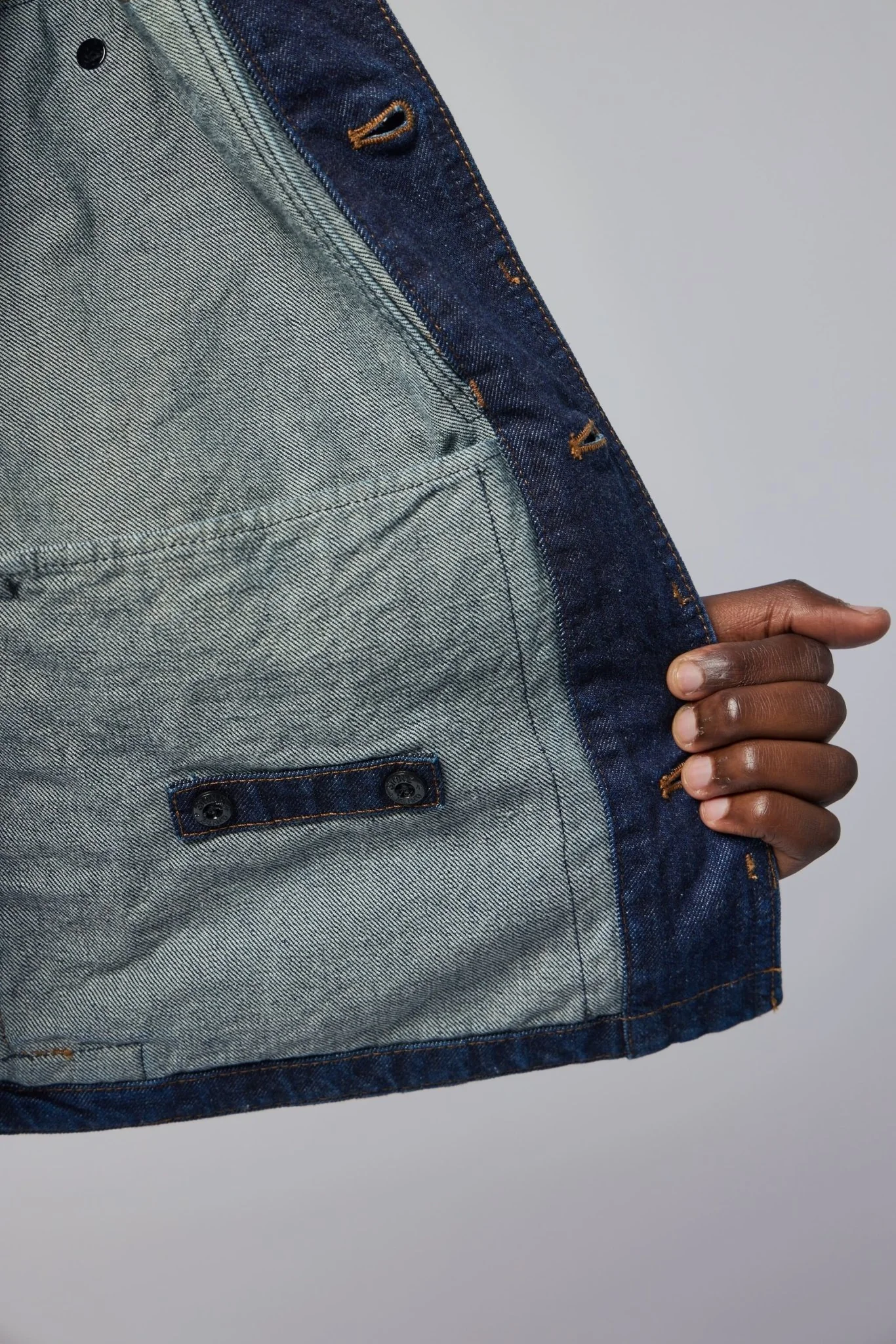 Indigo Denim Rinsed Biker Jacket - Image 7