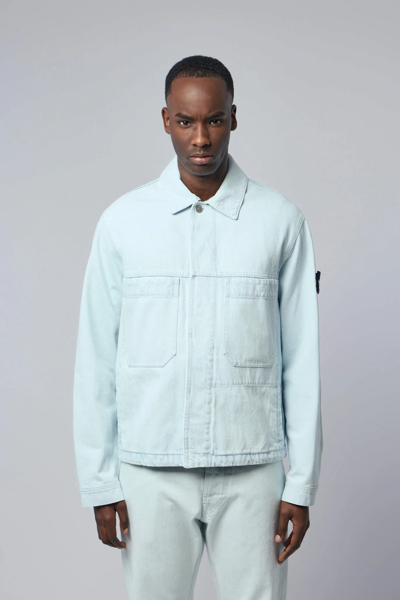 Indigo Denim Ultra Bleached Biker Jacket - Image 2