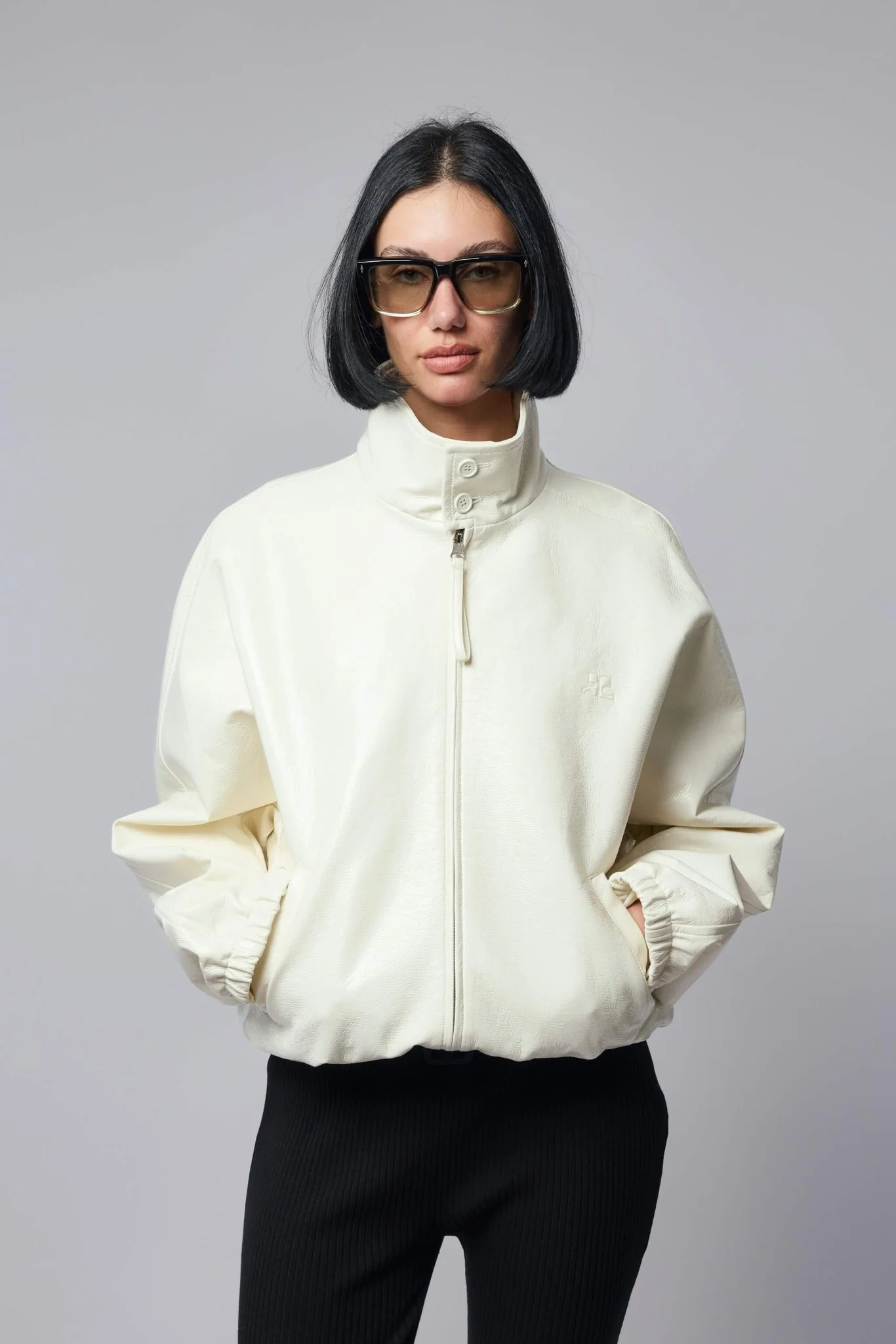 Vinyl Zipped Bomber Jacket
