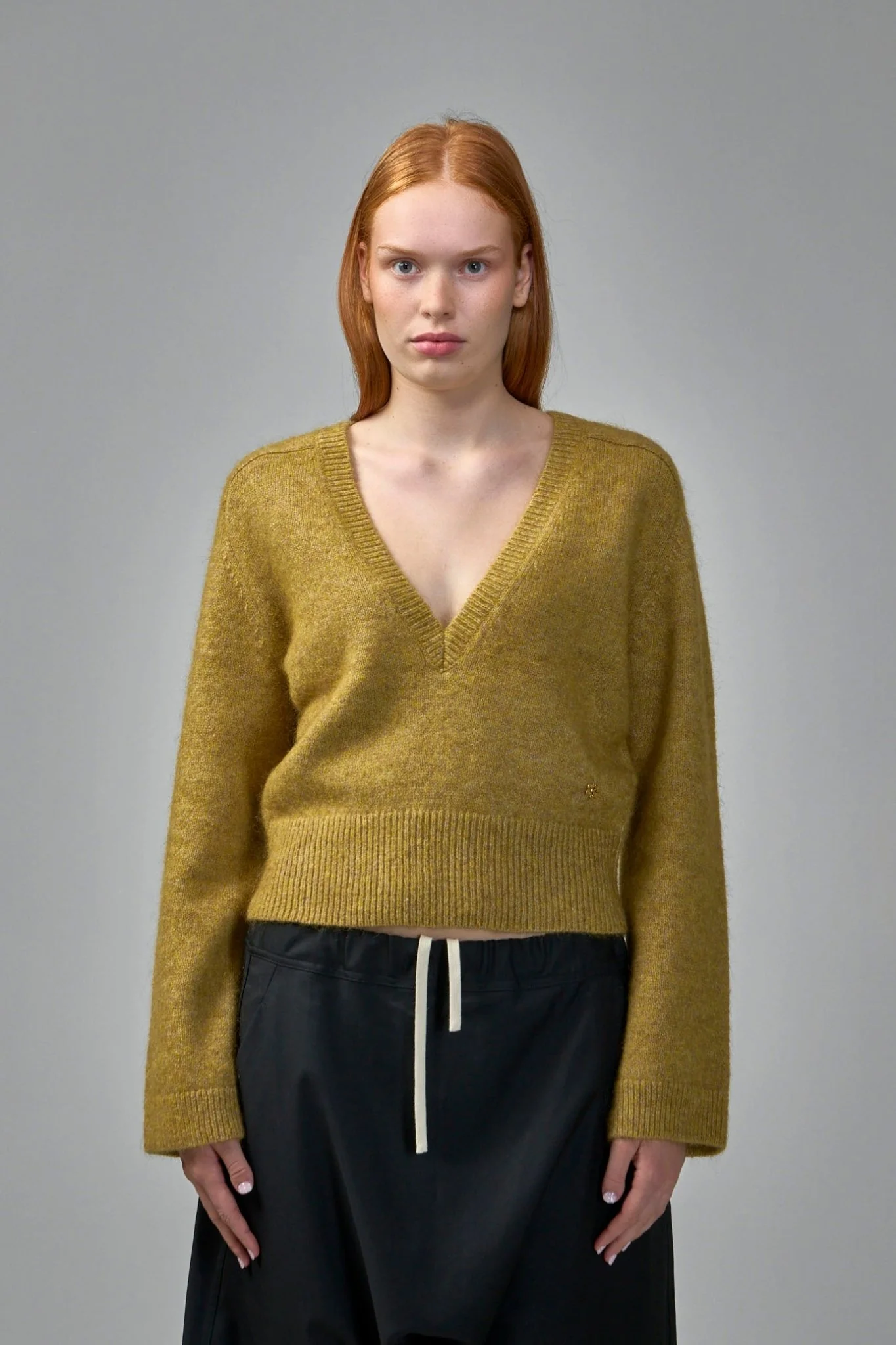 Brushed Mohair Mix Deep V-neck - Image 3