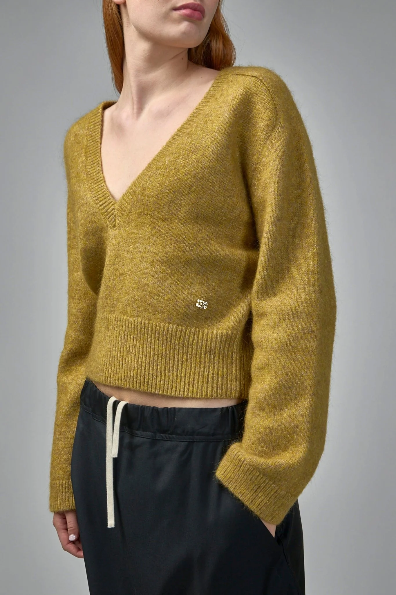 Brushed Mohair Mix Deep V-neck - Image 5