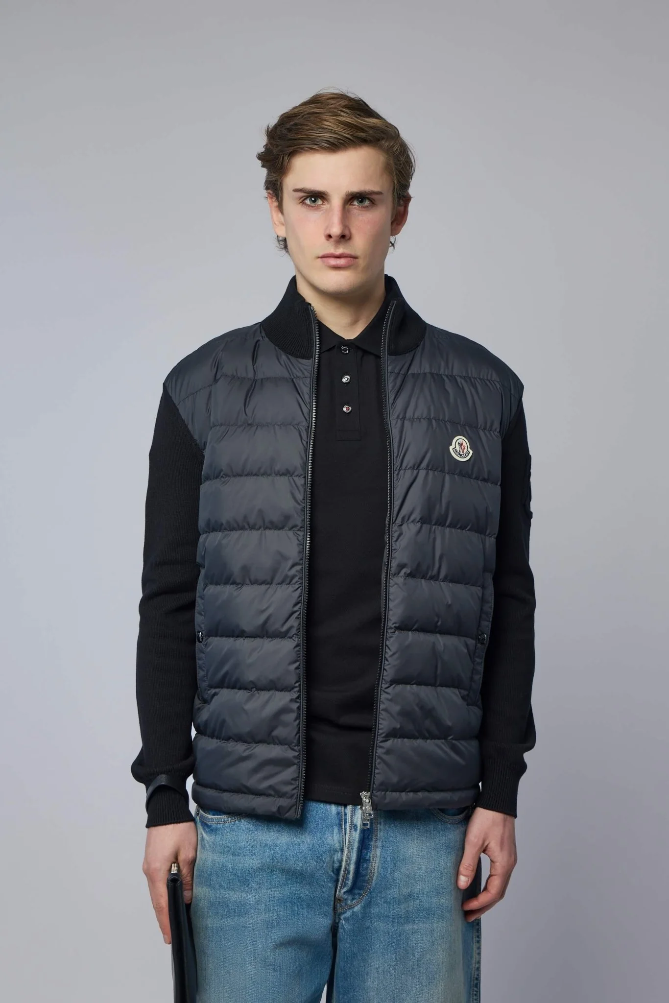 Padded Zip-up Cotton Cardigan