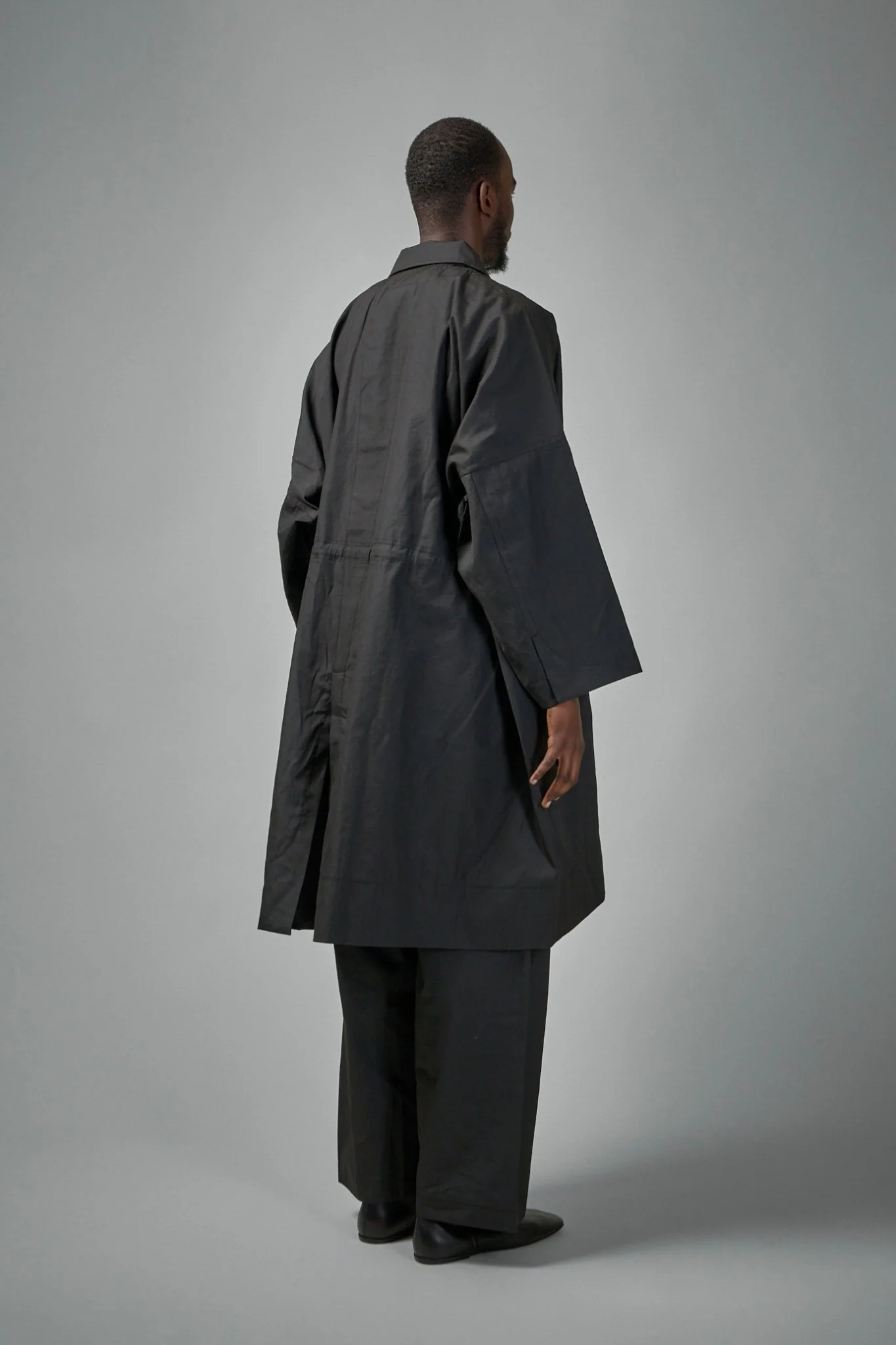 COAT#32 Long Loose Unlined Fit Coat With Detachable Collar - Image 3