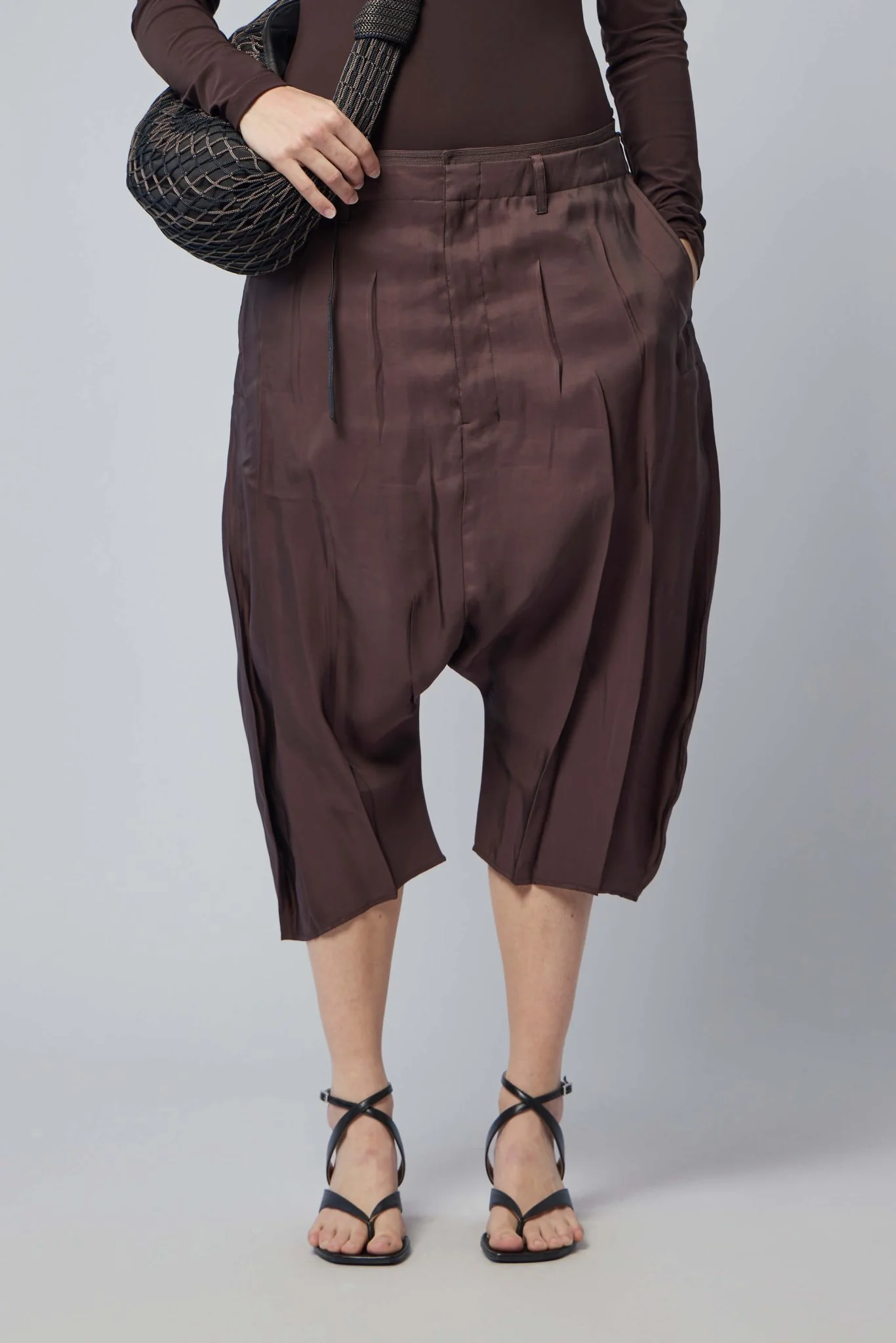 Creased Dropped Crotch Bermudas