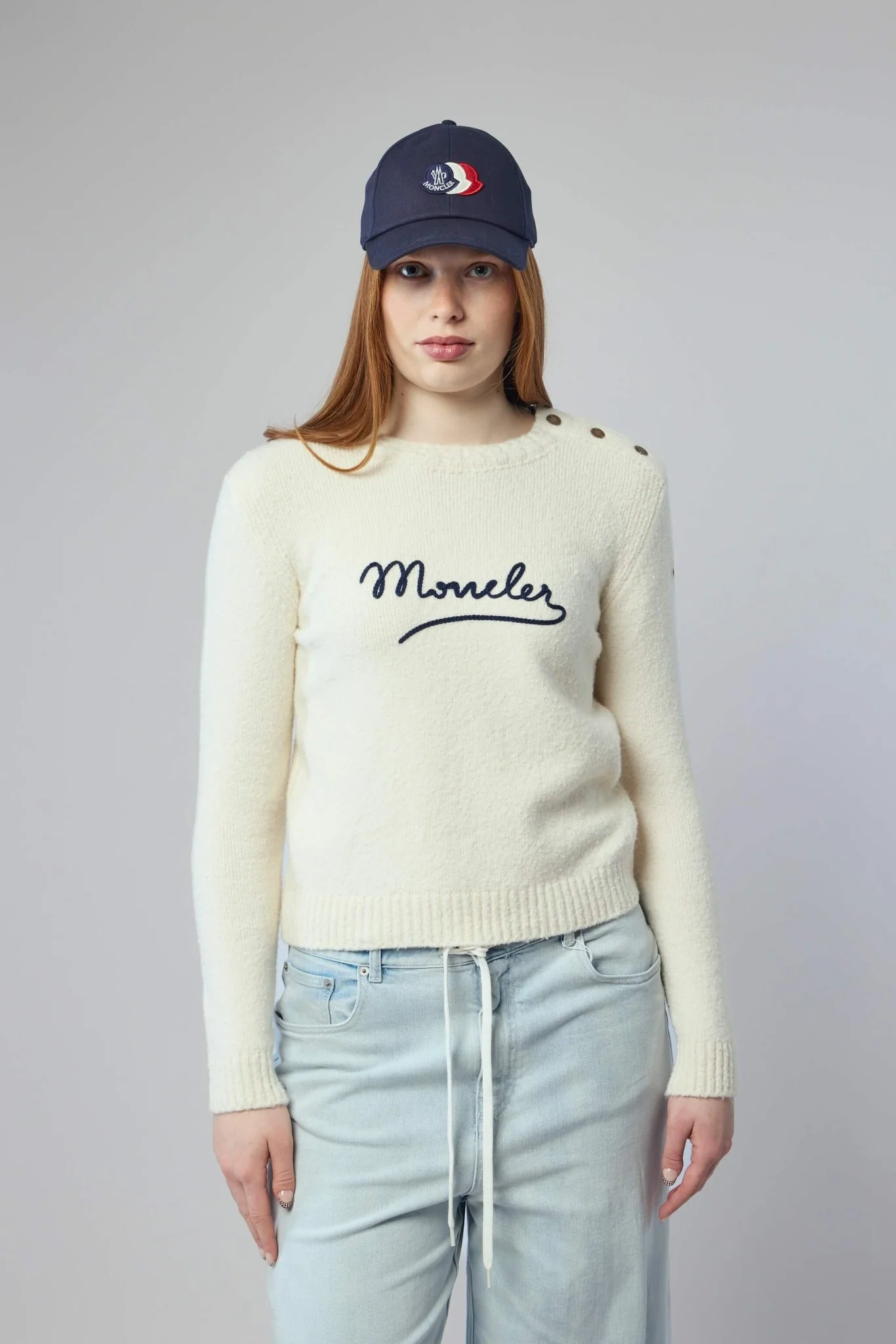Embroidered Logo Cotton Blend Sweater