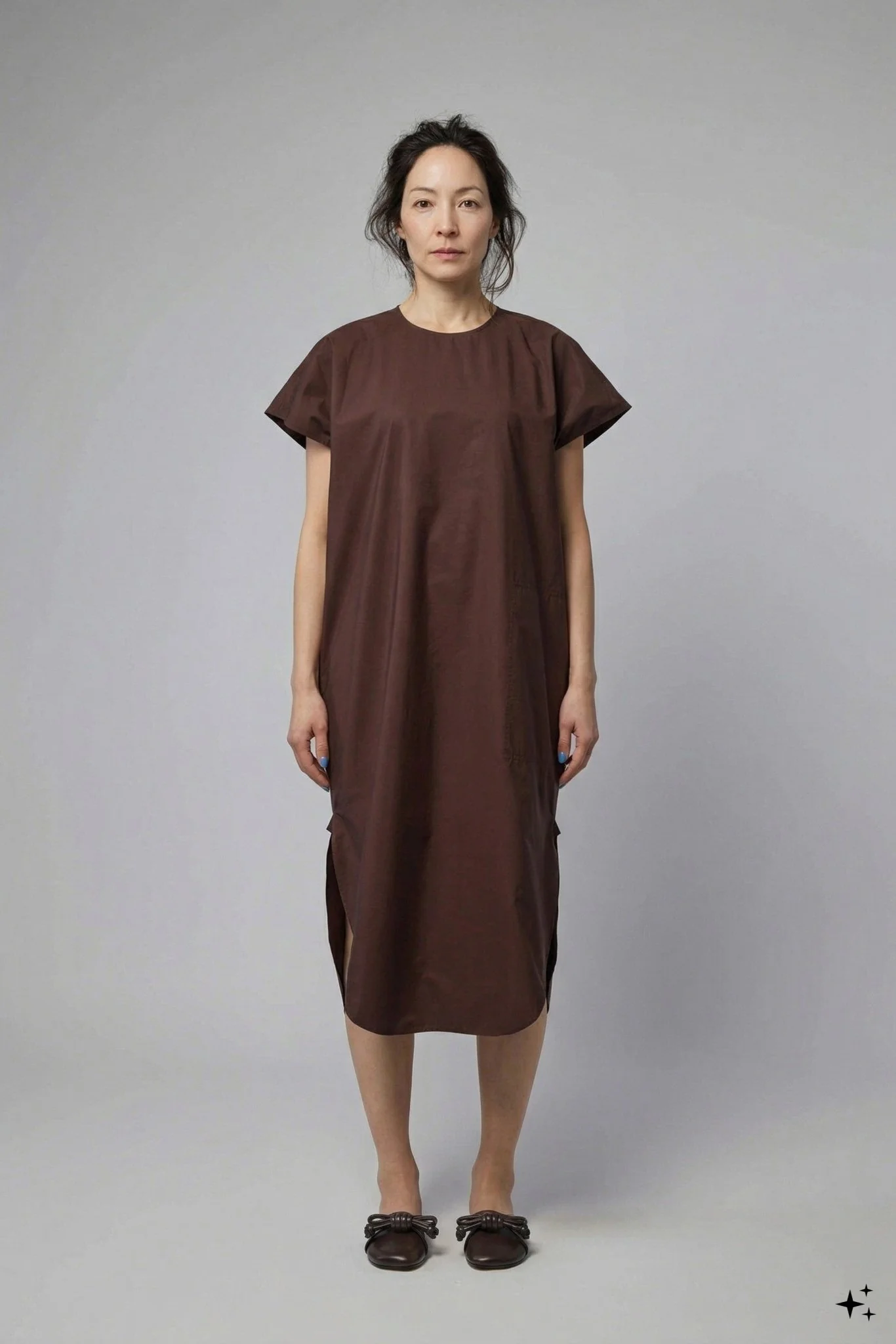 Crew Neck Ssl Dress with Curved Hem - Image 6