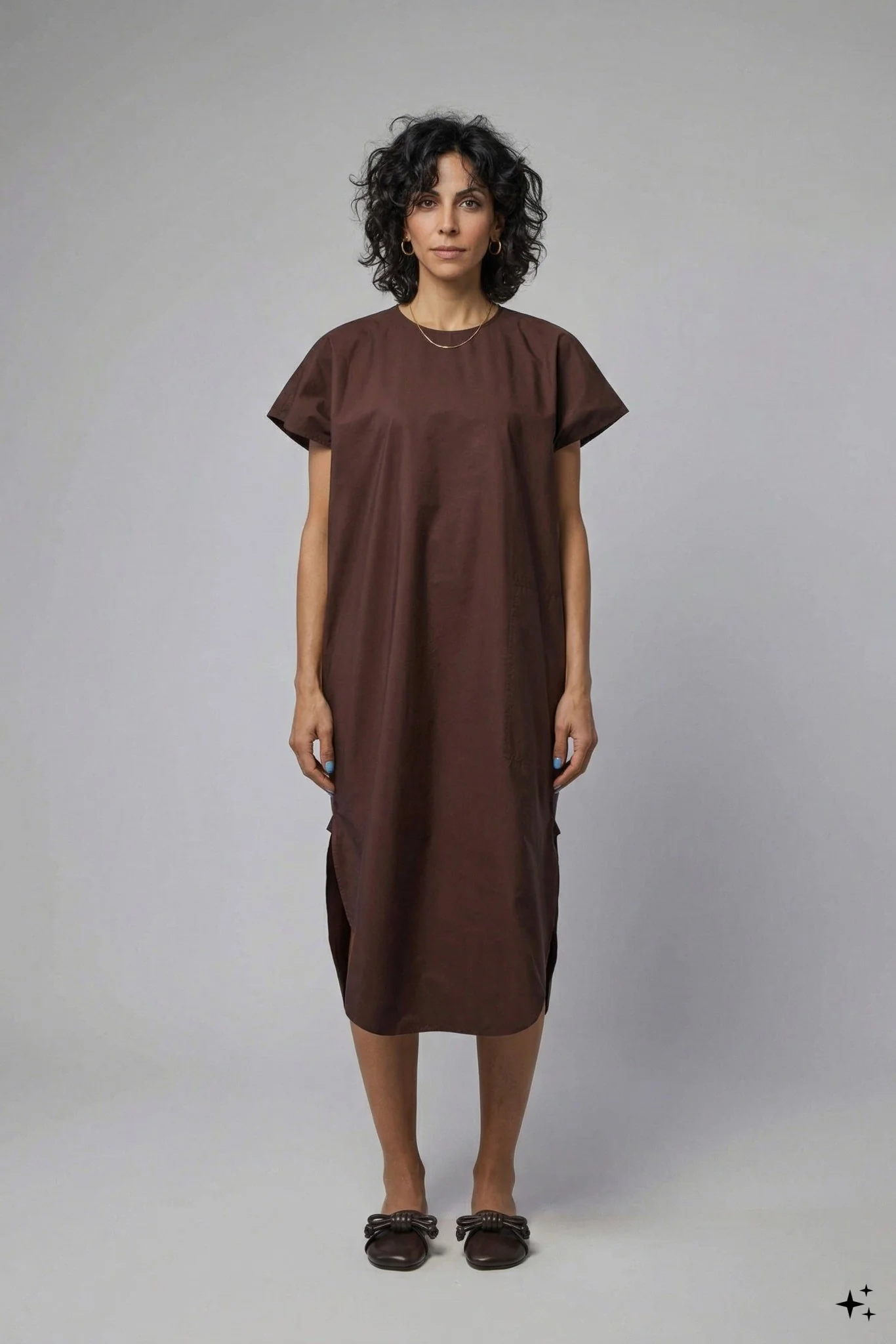 Crew Neck Ssl Dress with Curved Hem - Image 9