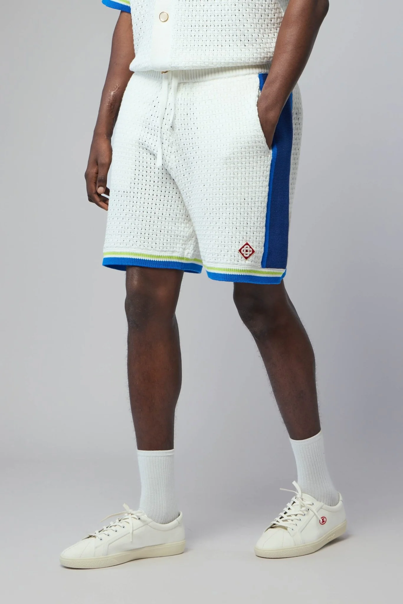 White & Blue Crochet Shorts - Image 3
