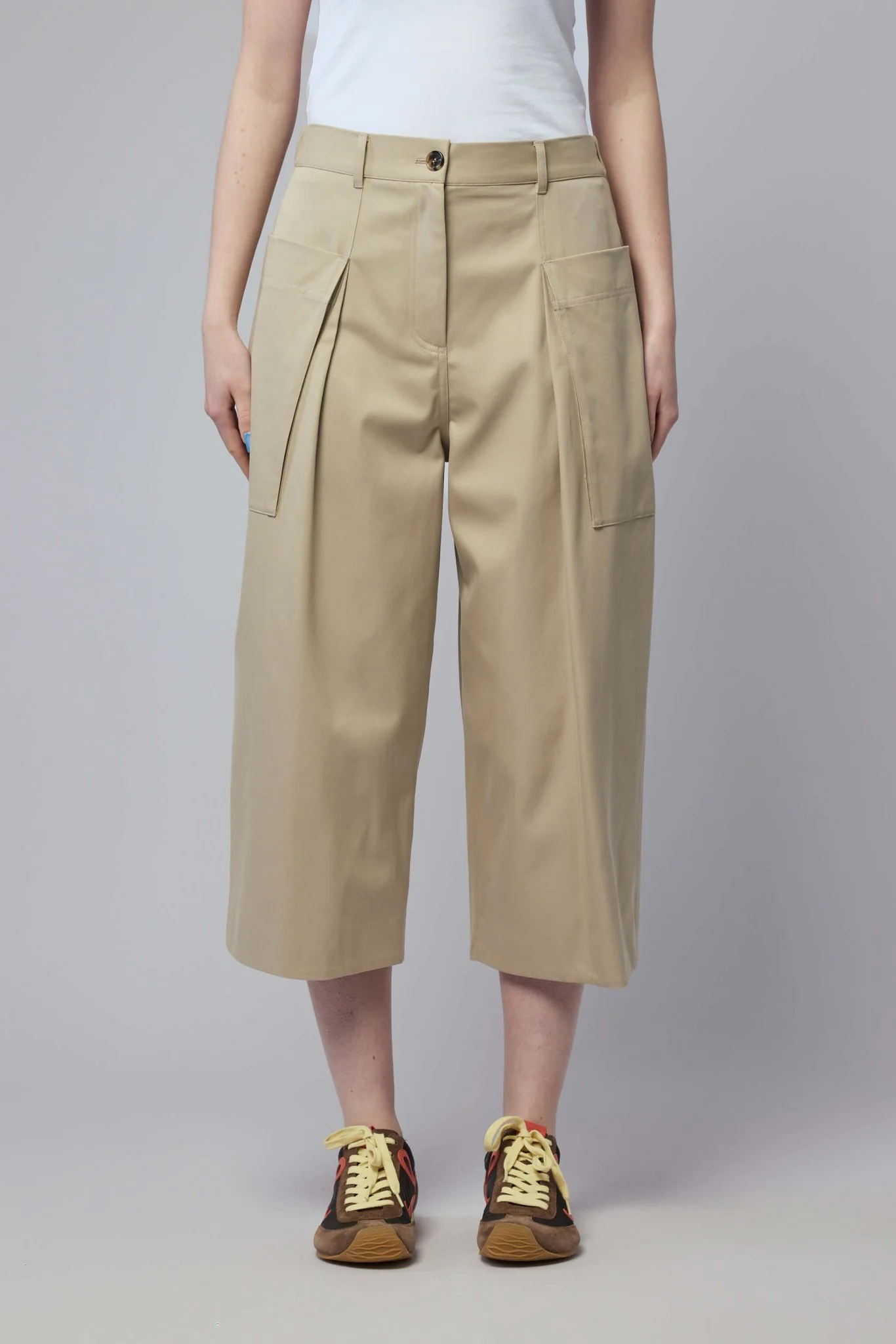 Cropped Trousers in Cotton and Silk - Image 2