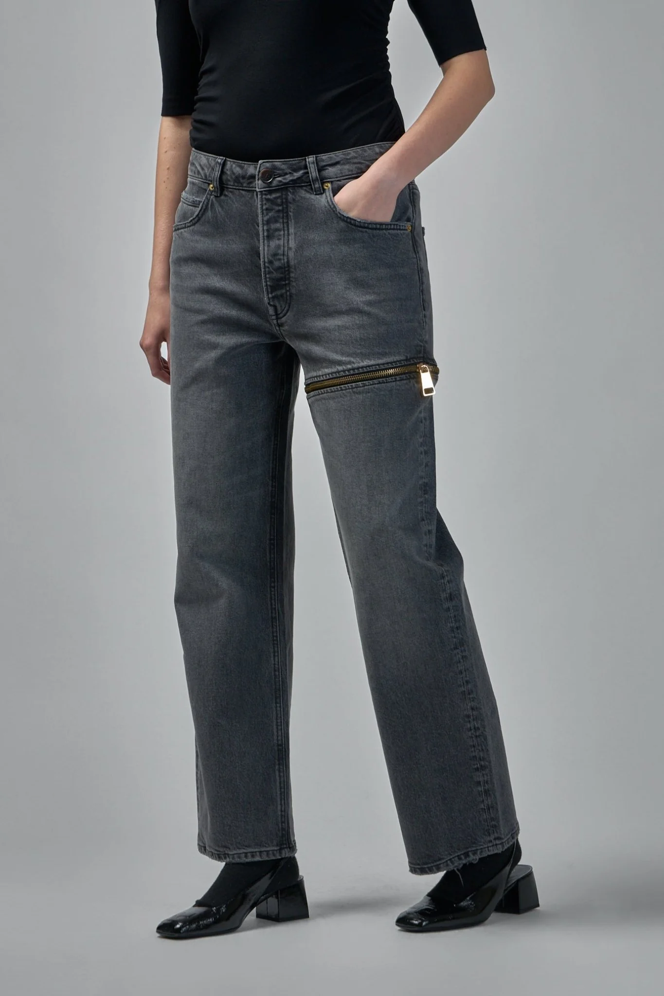Denim Zipper Trouser - Image 5