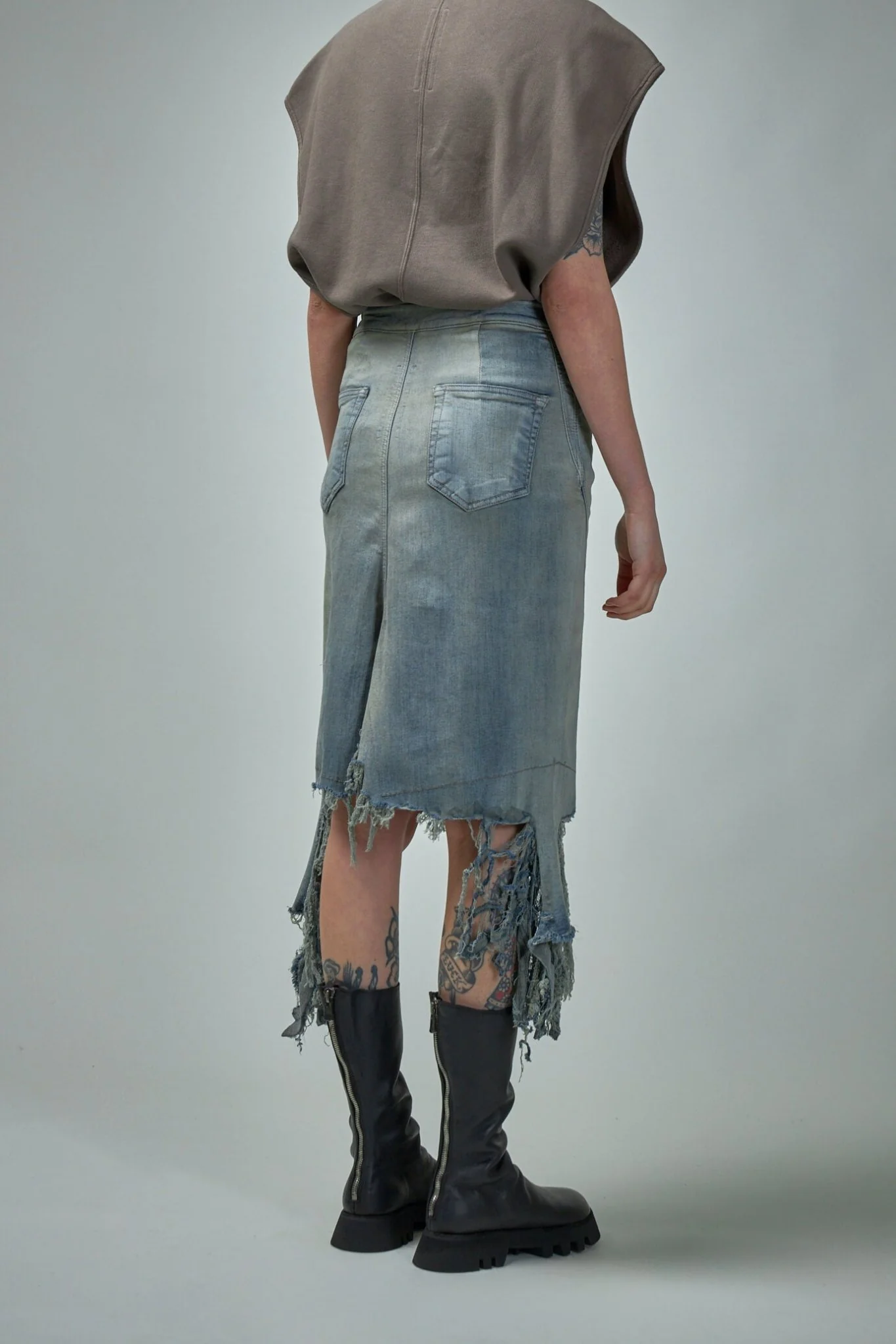 Denim Slivered Skirt - Image 3