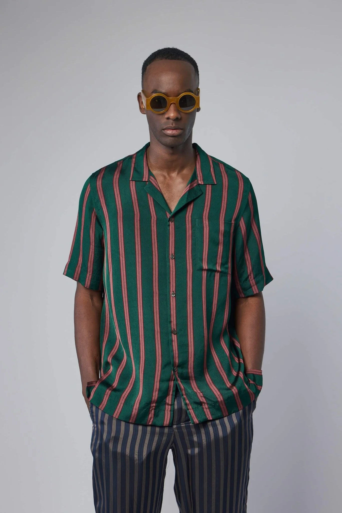 Fluid Striped Viscose Silk Shirt