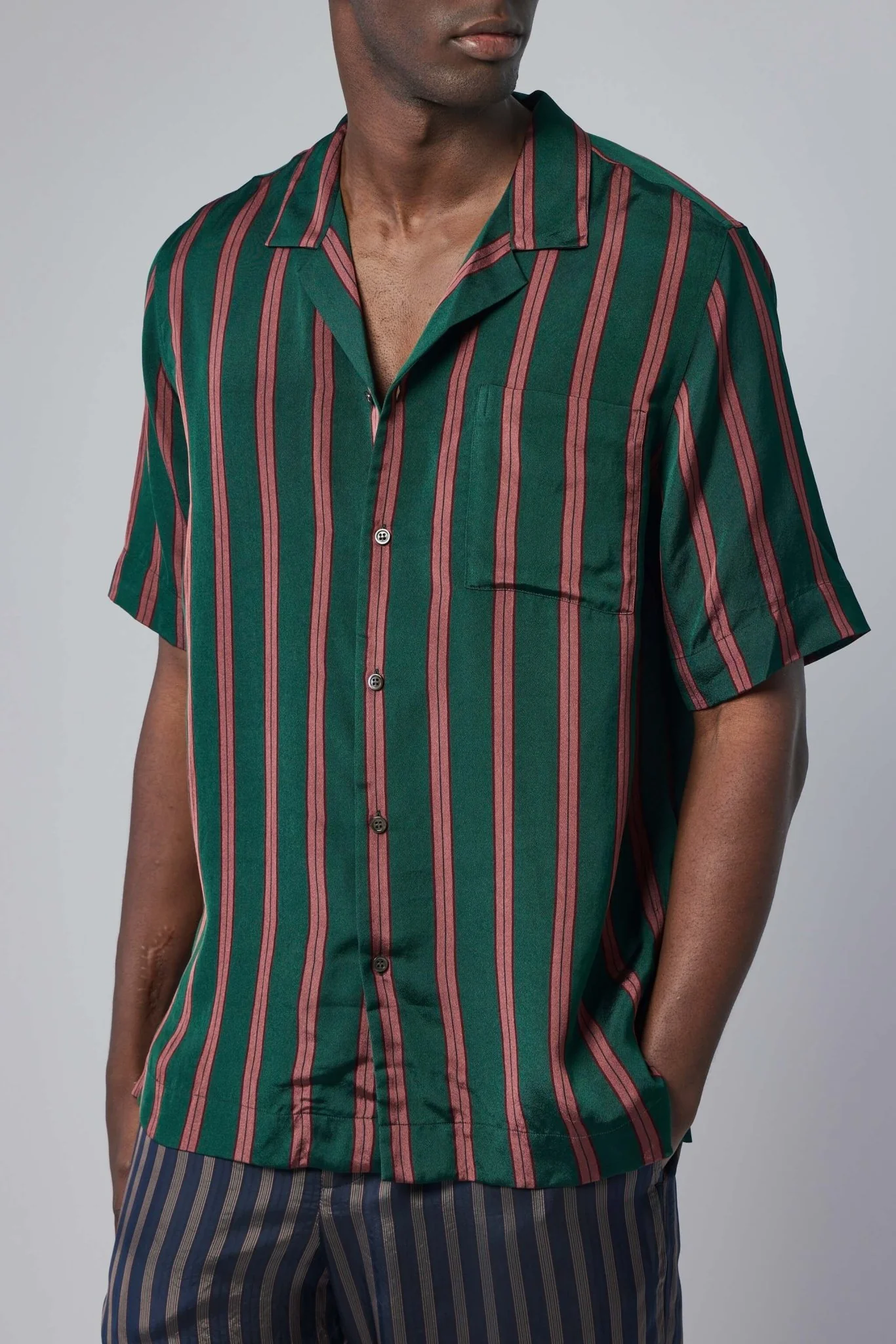 Fluid Striped Viscose Silk Shirt - Image 3