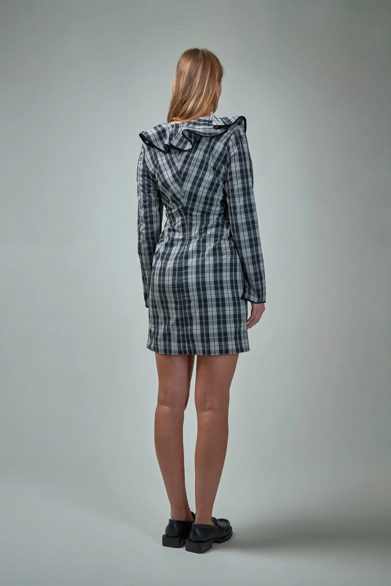 Check Cotton Mini Dress - Image 3