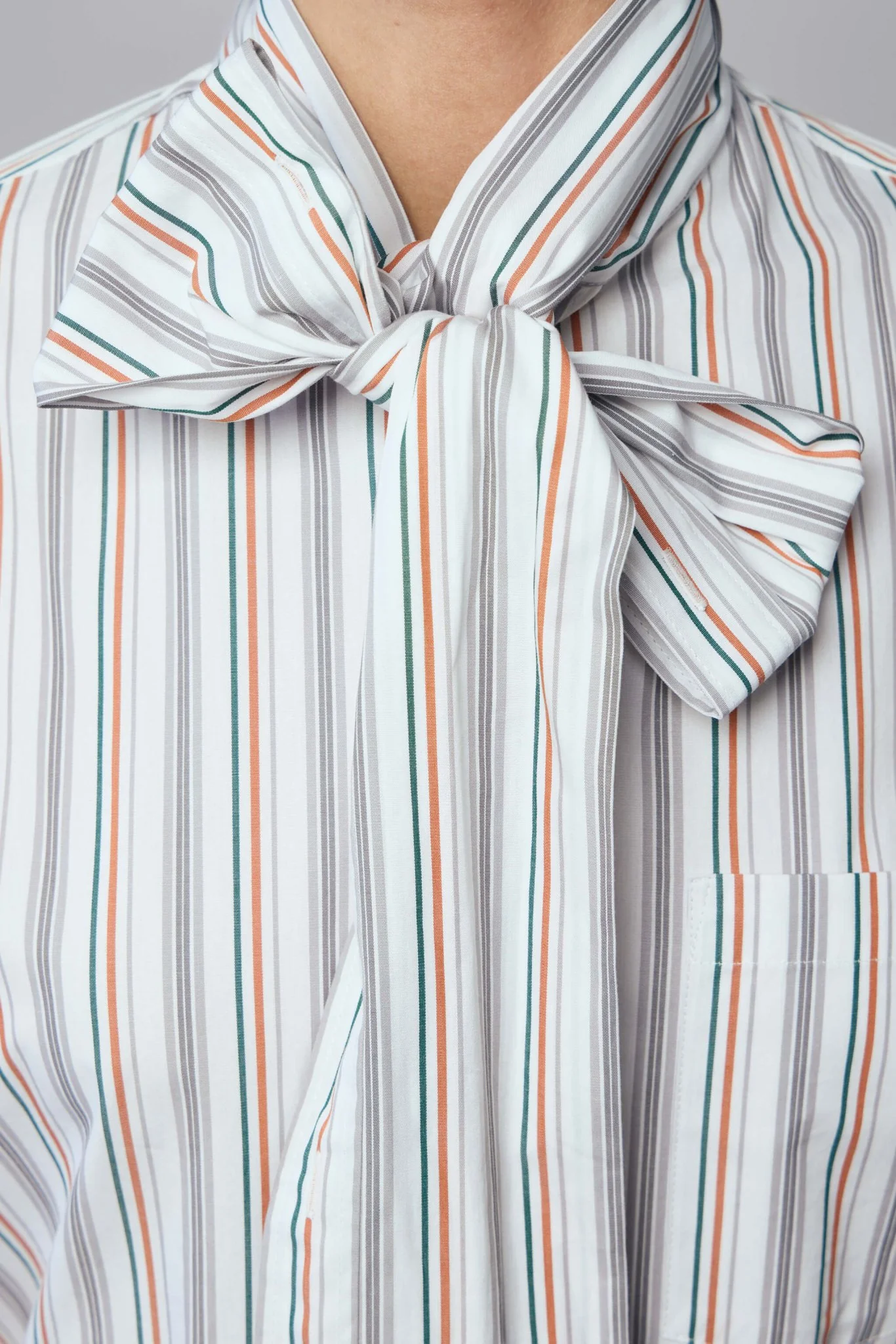 Striped Blouse with Scarf - Image 4
