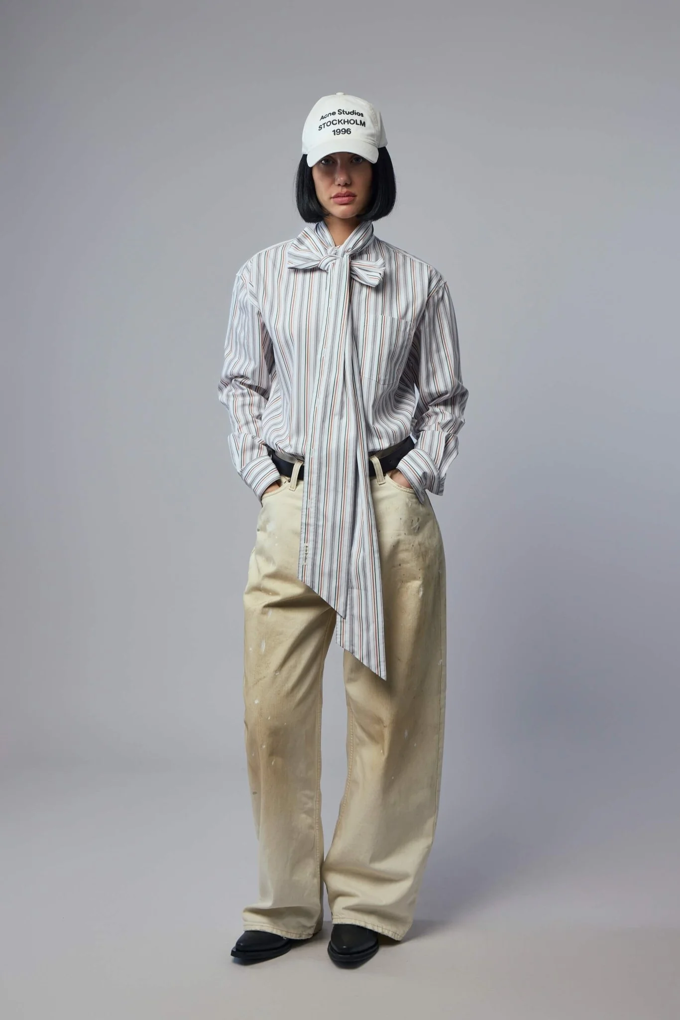 Striped Blouse with Scarf - Image 7