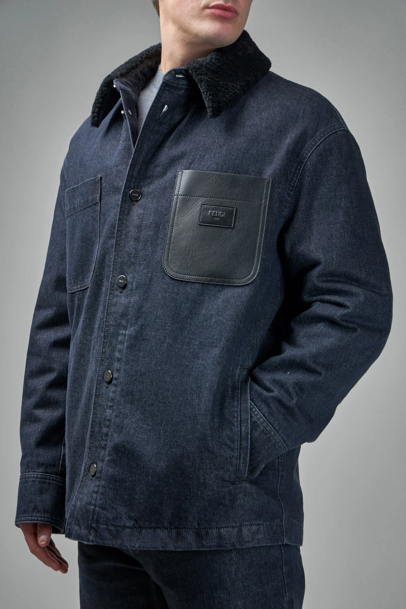 Jacket Woven Fabric Lambram Nero - Image 4