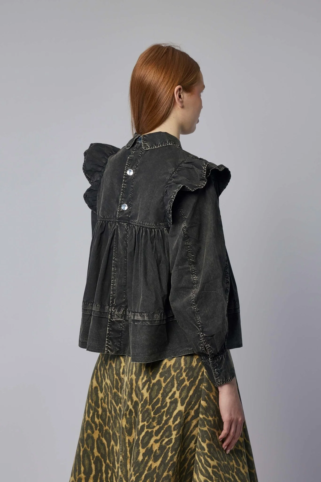 Black Washed Frill Blouse - Image 5