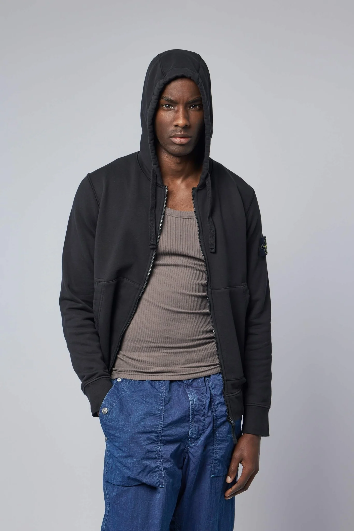 Regular Fit Zipper-up Hooded Sweatshirt
