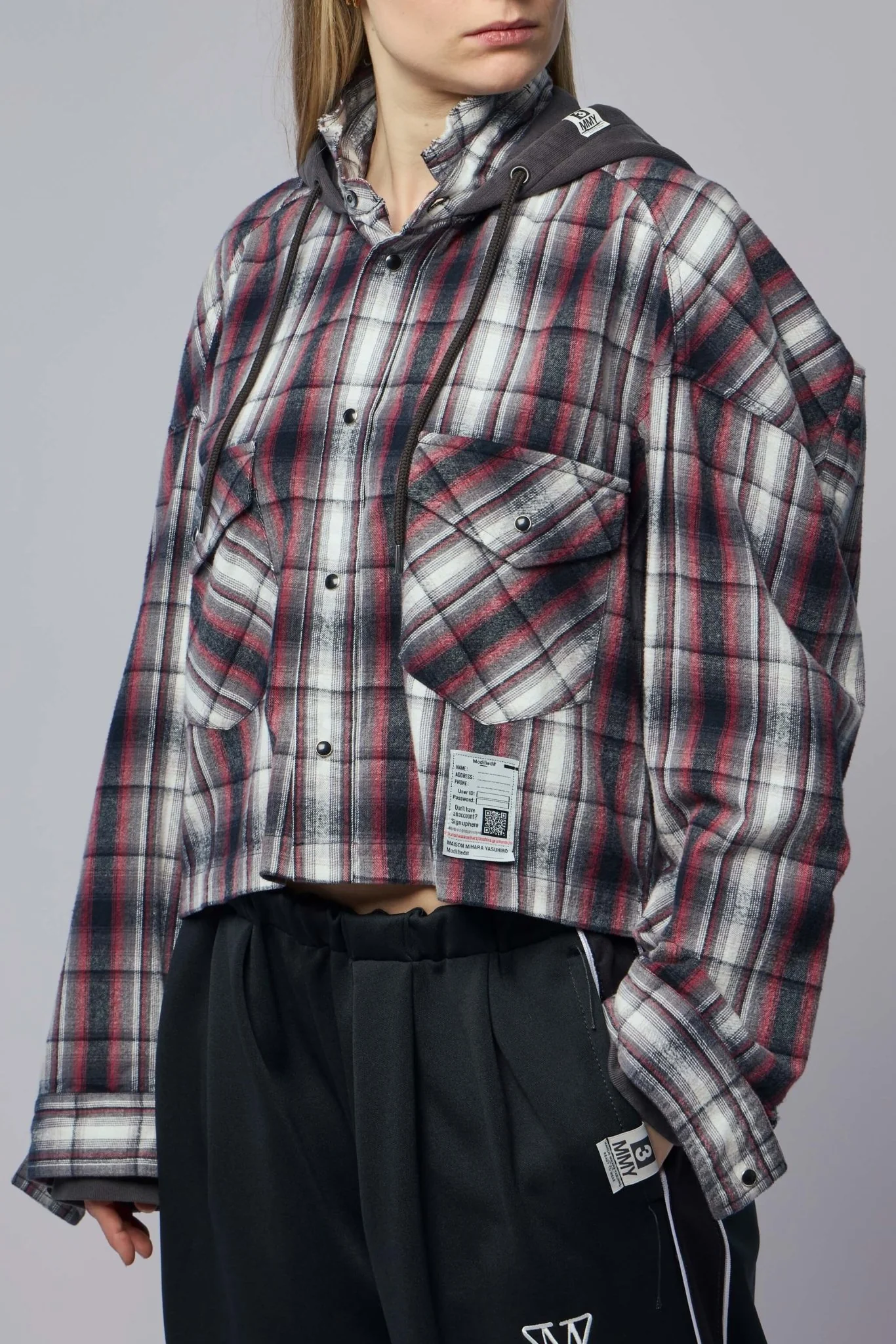 Hoodie Combine Checkered Shirt - Image 3