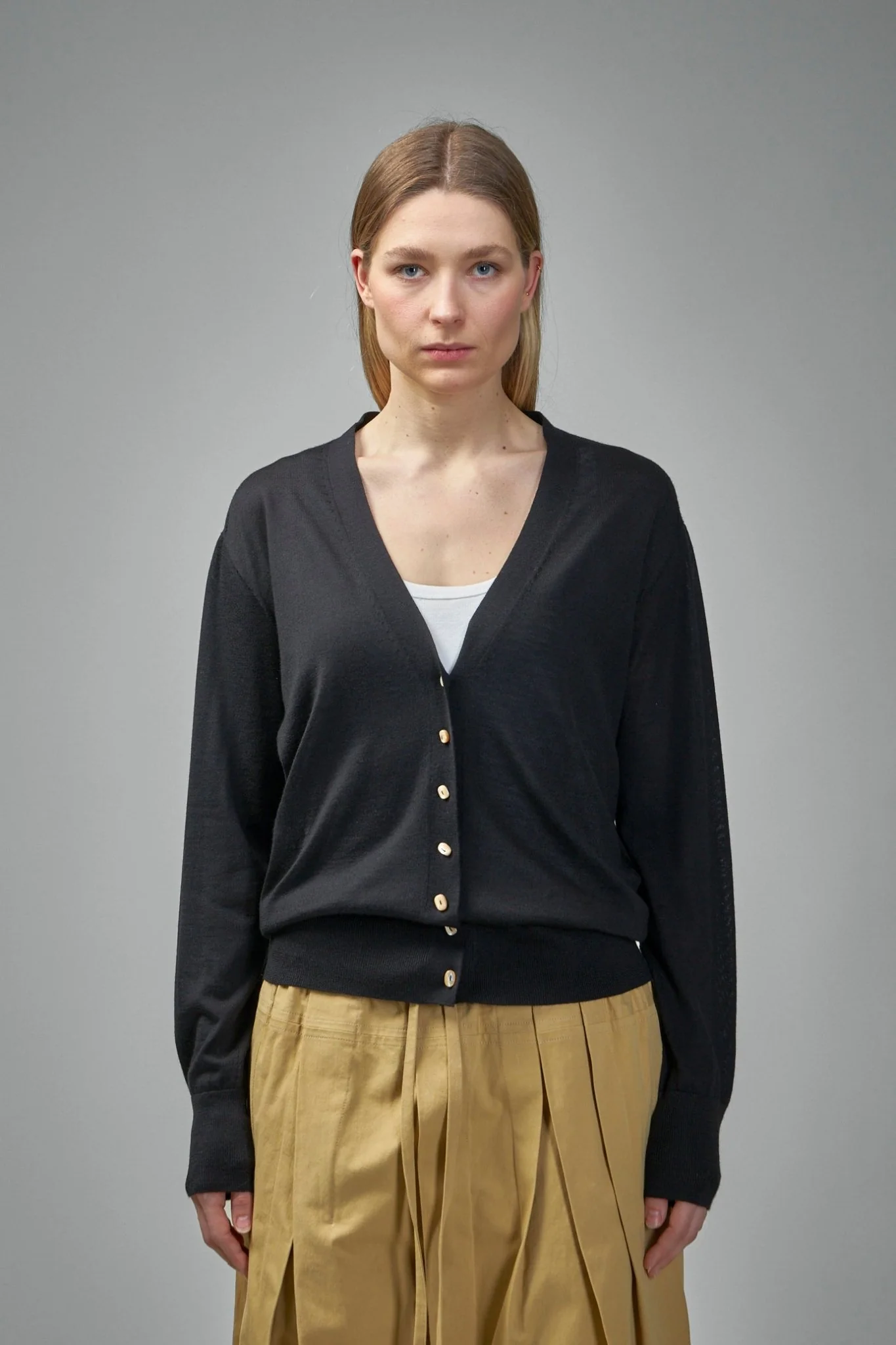 Cashmere Blend Crew-neck Cardigan