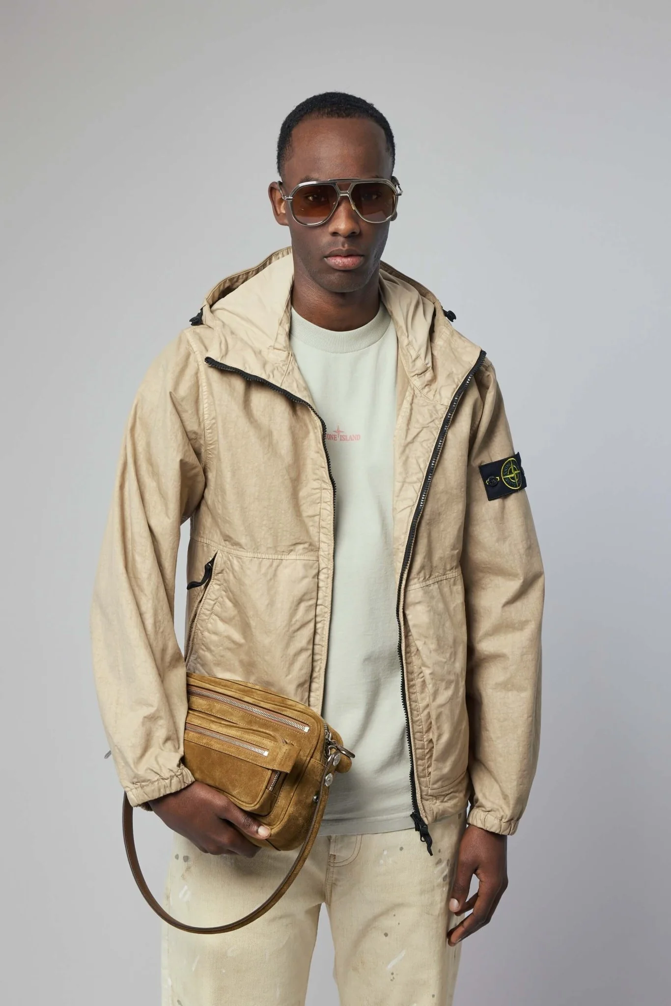 Hooded Jacket with High Neck Zipper